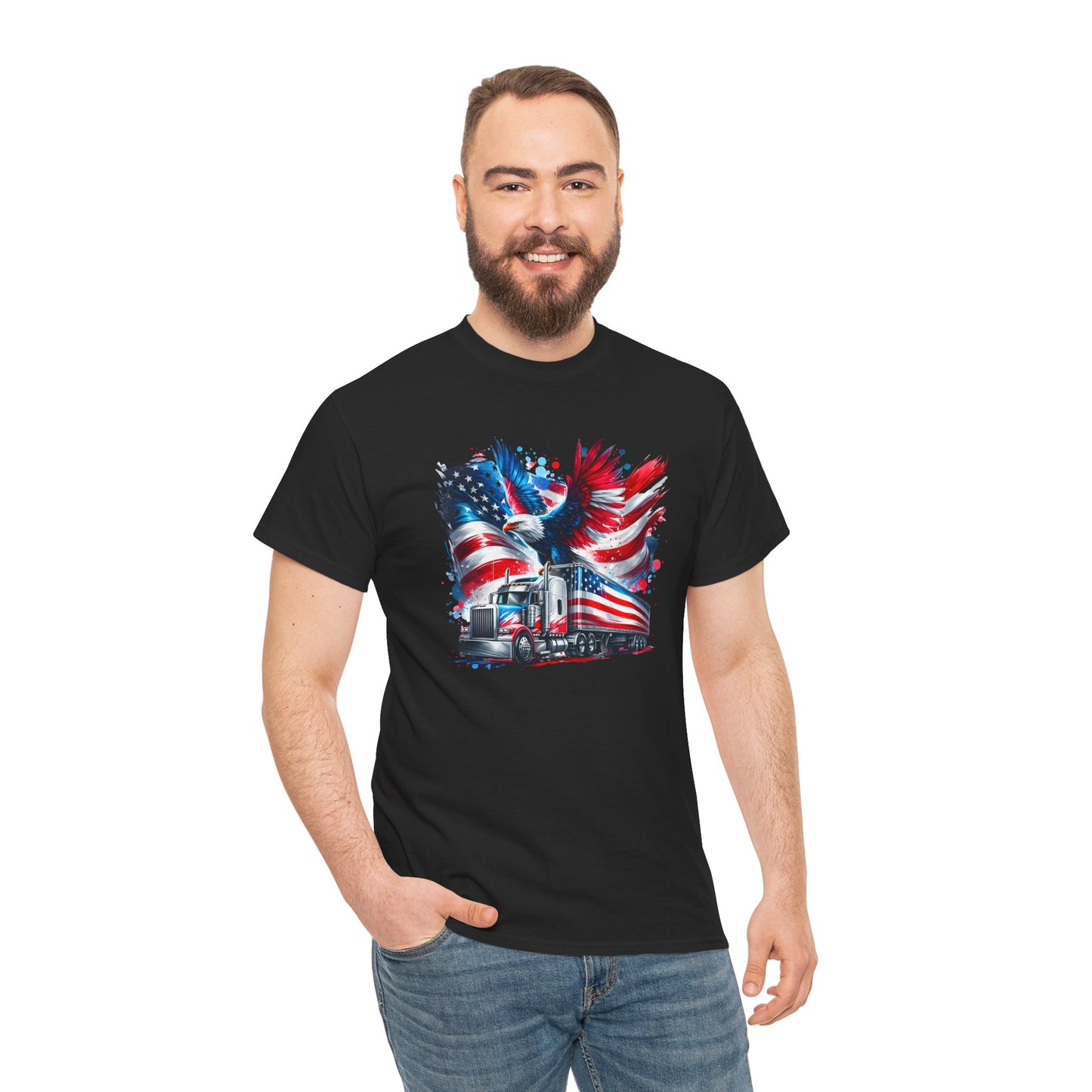 Princess Grace  Patriotic Eagle Truck Unisex Heavy Cotton Tee