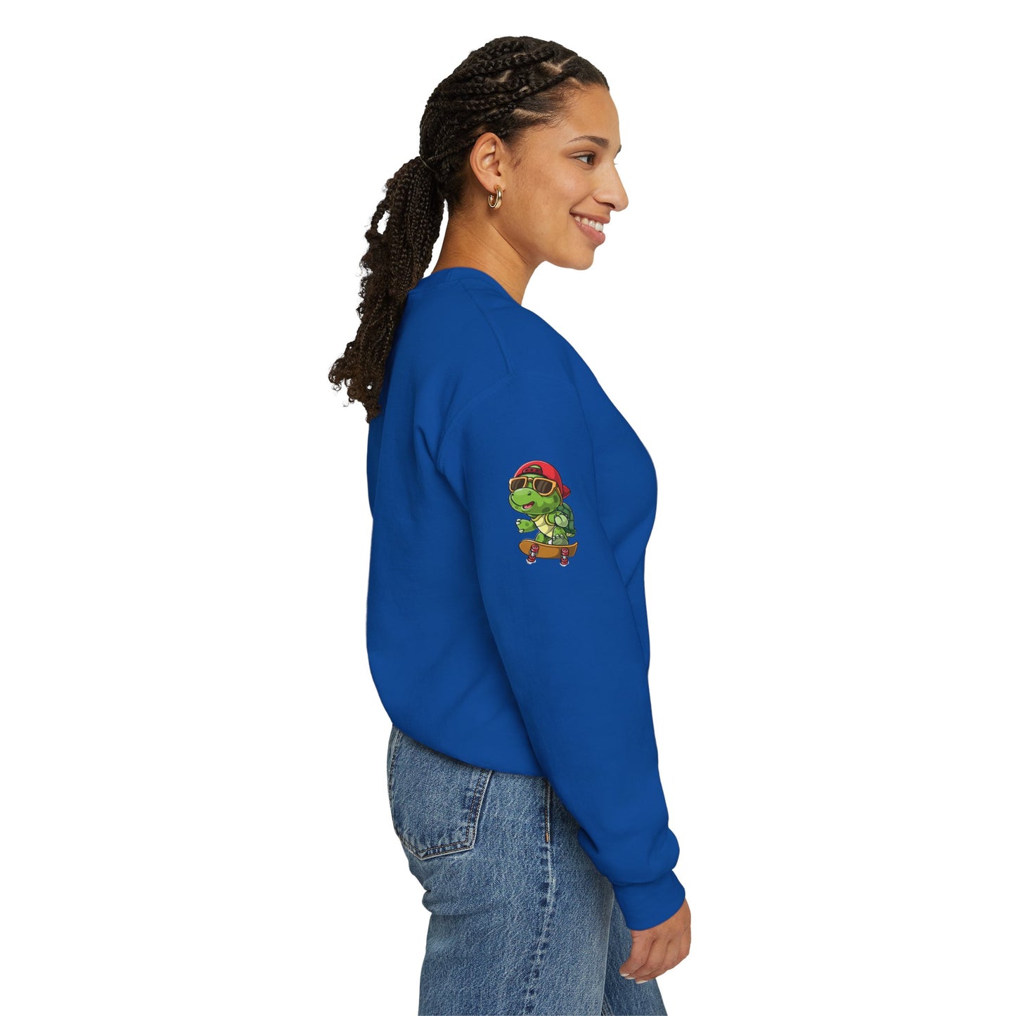 Princess Grace  Cool Turtle Skateboarding Crewneck Sweatshirt for Kids and Teens