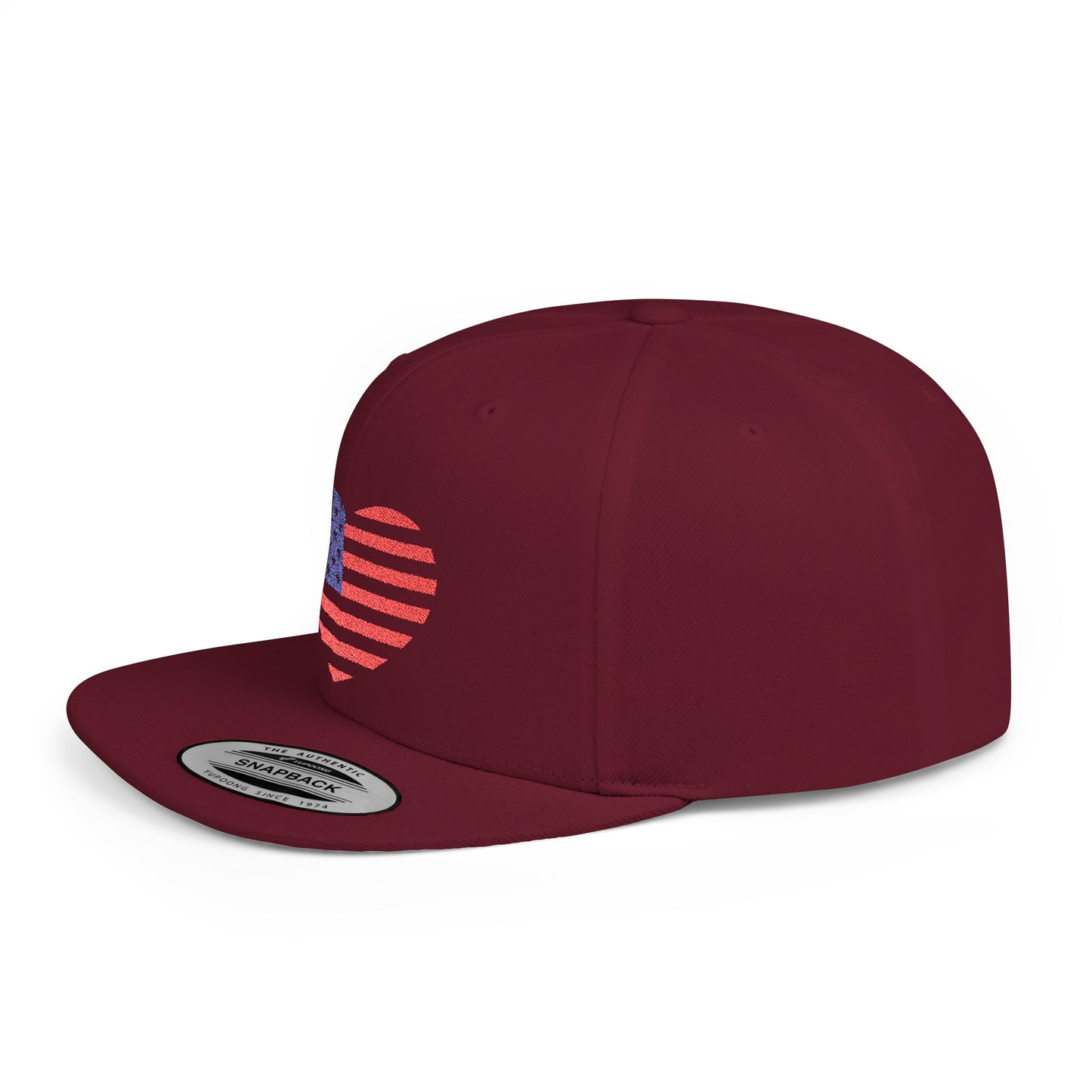 Princess Grace Patriotic Heart Flat Bill Snapback Cap