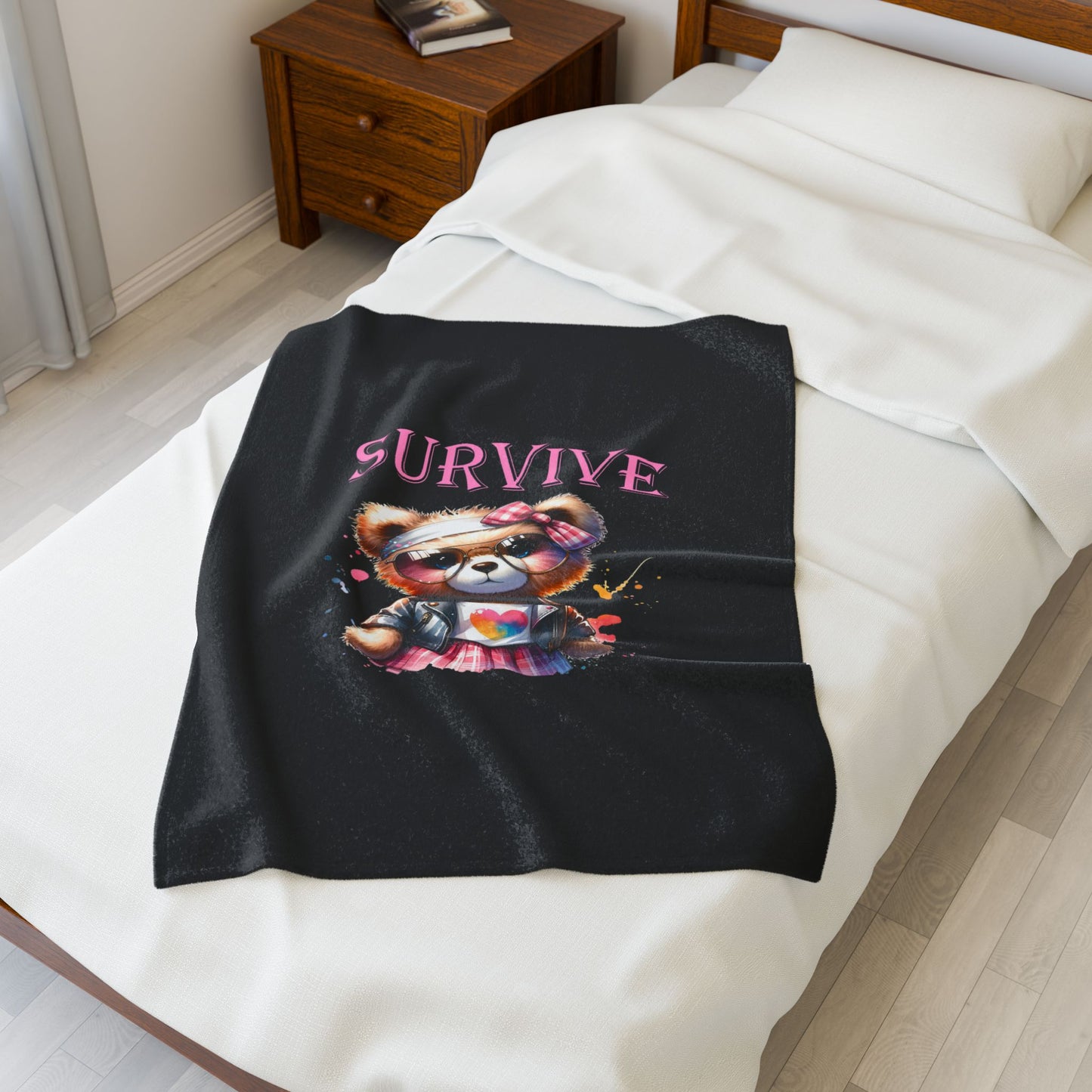 Princess Grace  Survive Plush Blanket  Cozy Cute Teddy Bear Design for Comfort and Style