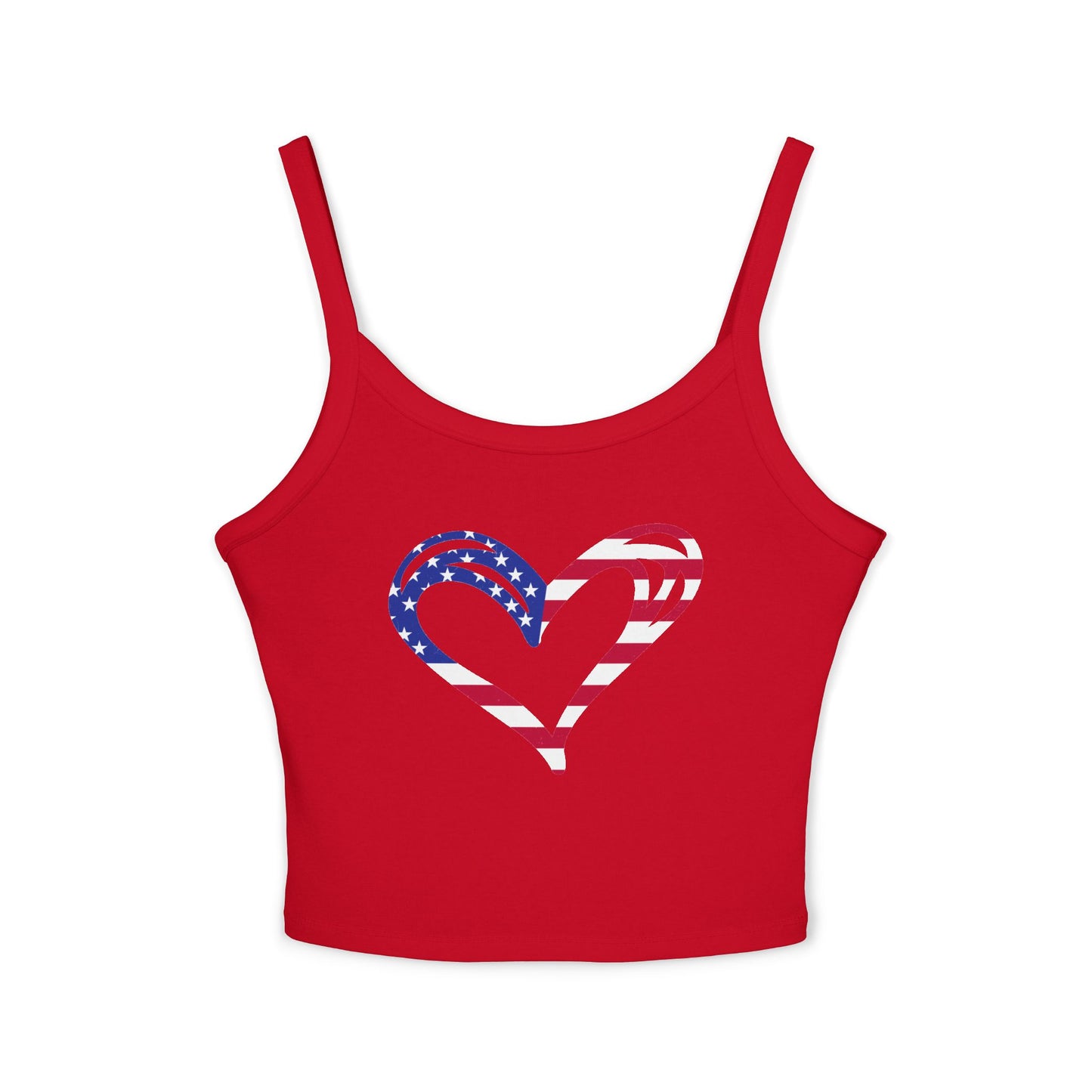 Princess Grace  Patriotic Women's Spaghetti Strap Tank Top USA Heart Design