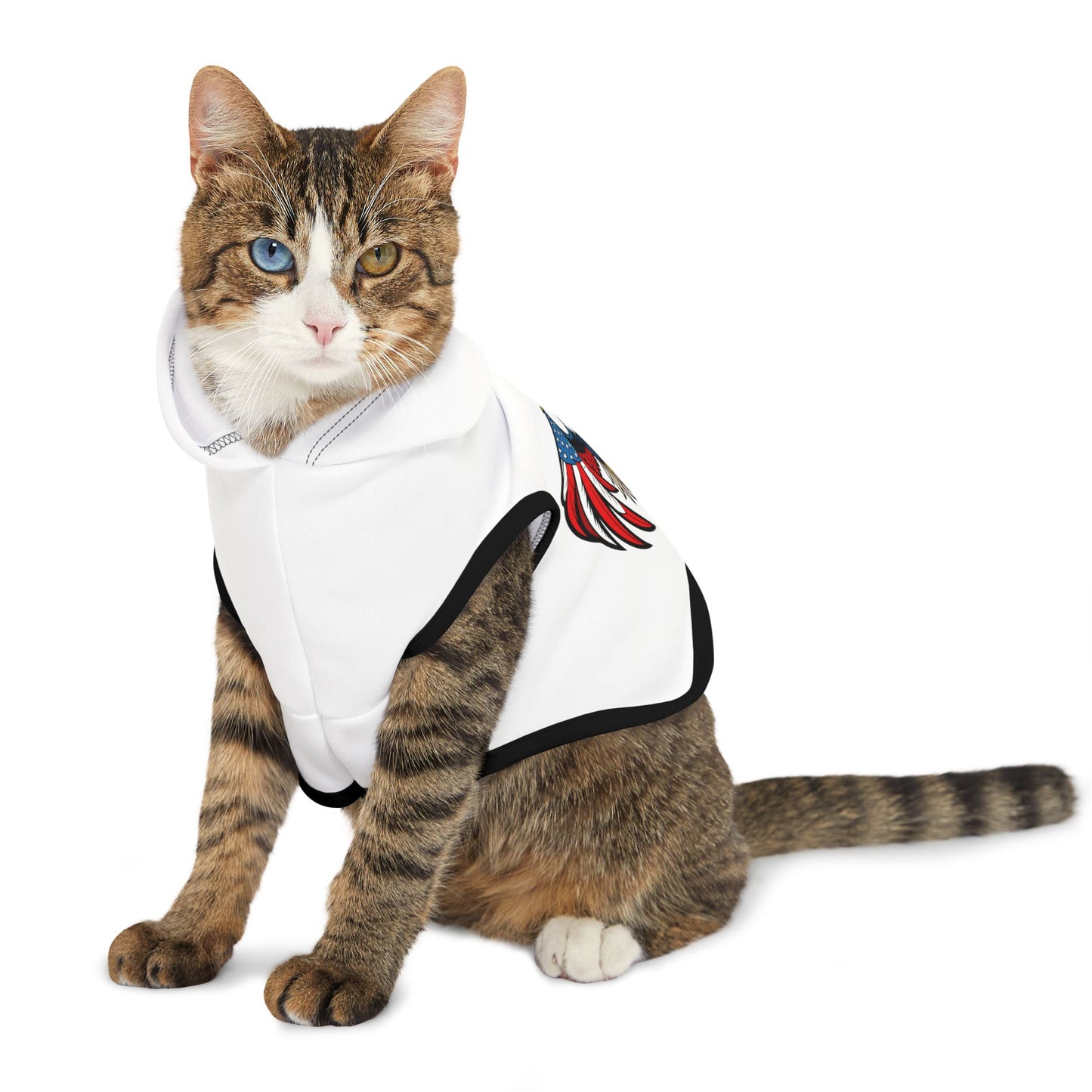 Princess Grace  Patriotic Eagle Pet Hoodie  Perfect for Independence Day and Outdoor Adventures