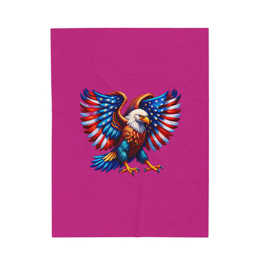 Princess Grace  Patriotic Eagle Velveteen Plush Blanket  Cozy American Flag Throw for Outdoor Events