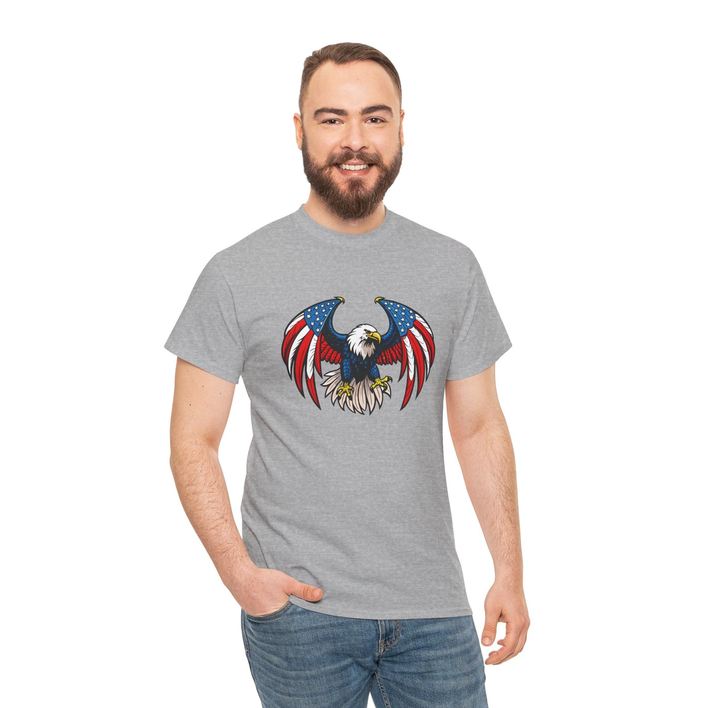 Princess Grace  Patriotic Eagle Unisex Heavy Cotton Tee 4th of July Graphic T-Shirt