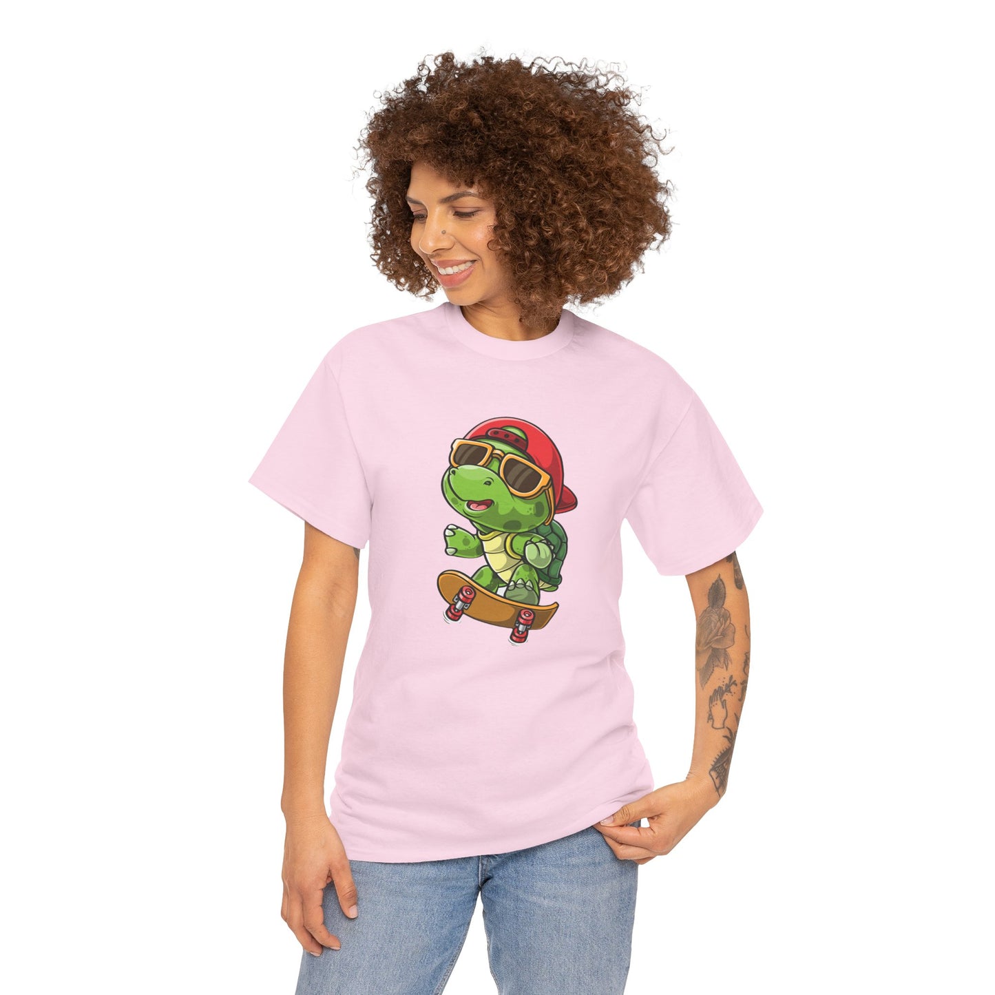 Princess Grace  Cool Skateboarding Turtle Unisex Heavy Cotton Tee