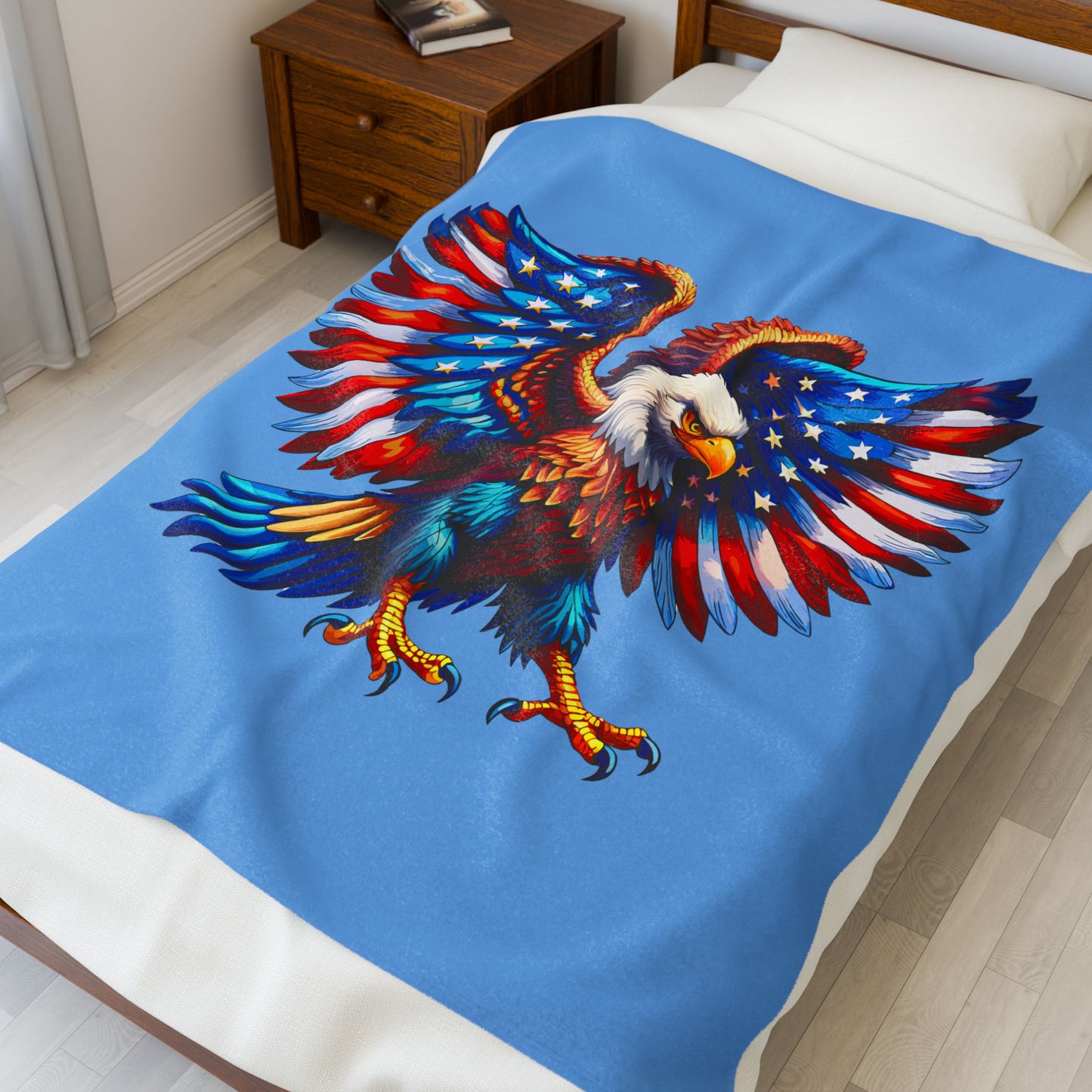 Princess Grace  Patriotic Eagle Velveteen Plush Blanket  Cozy Throw for Fourth of July & Celebrations