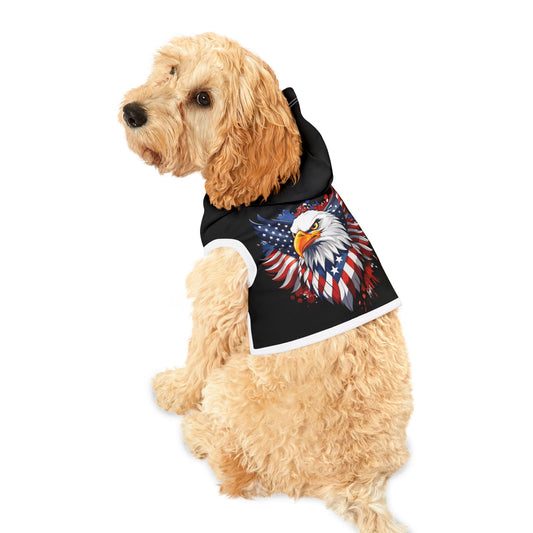Princess Grace  Patriotic Eagle Pet Hoodie  Black Hooded Dog Sweater for Celebrations