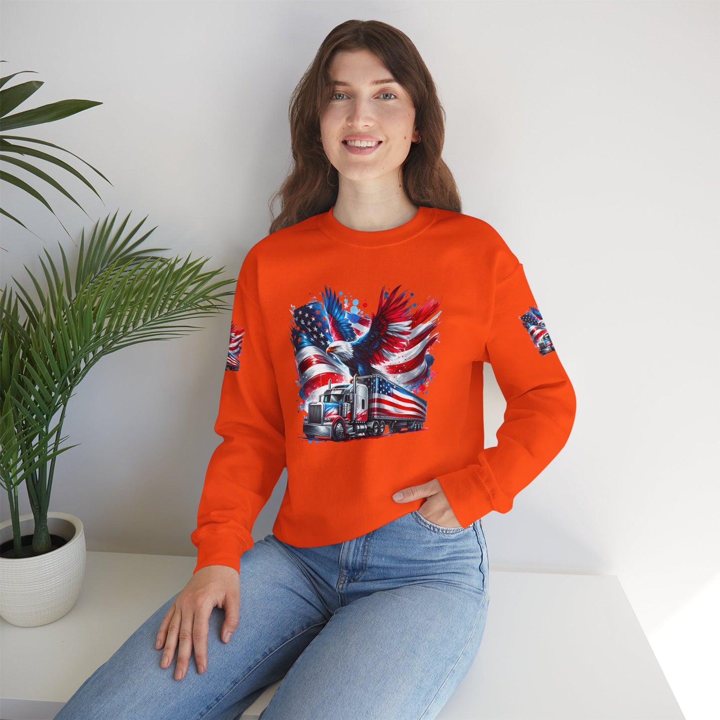 Princess Grace  Patriotic Eagle Sweatshirt Unisex Heavy Blend Crewneck for Independence Day Veteran's Day & Everyday Comfort