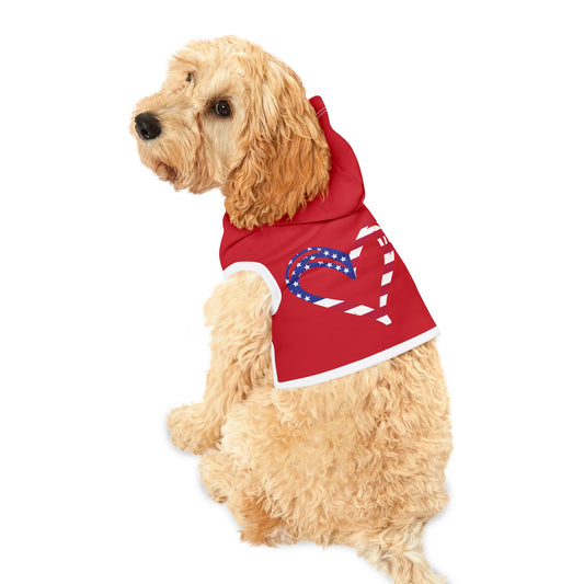 Princess Grace  Red Heart American Flag Pet Hoodie  Perfect for Patriotic Celebrations