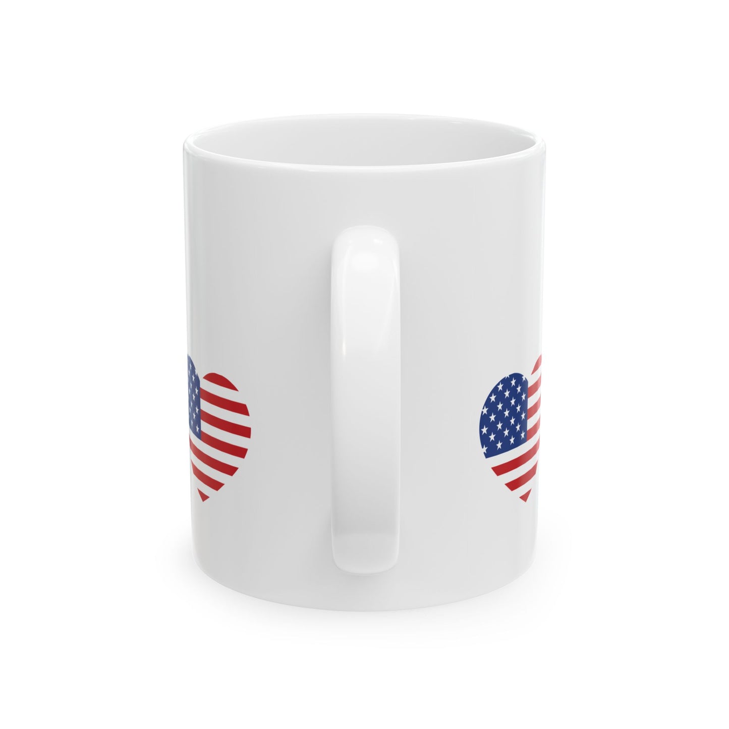 Princess Grace  Patriotic Heart Ceramic Mug  American Flag Design  11oz & 15oz