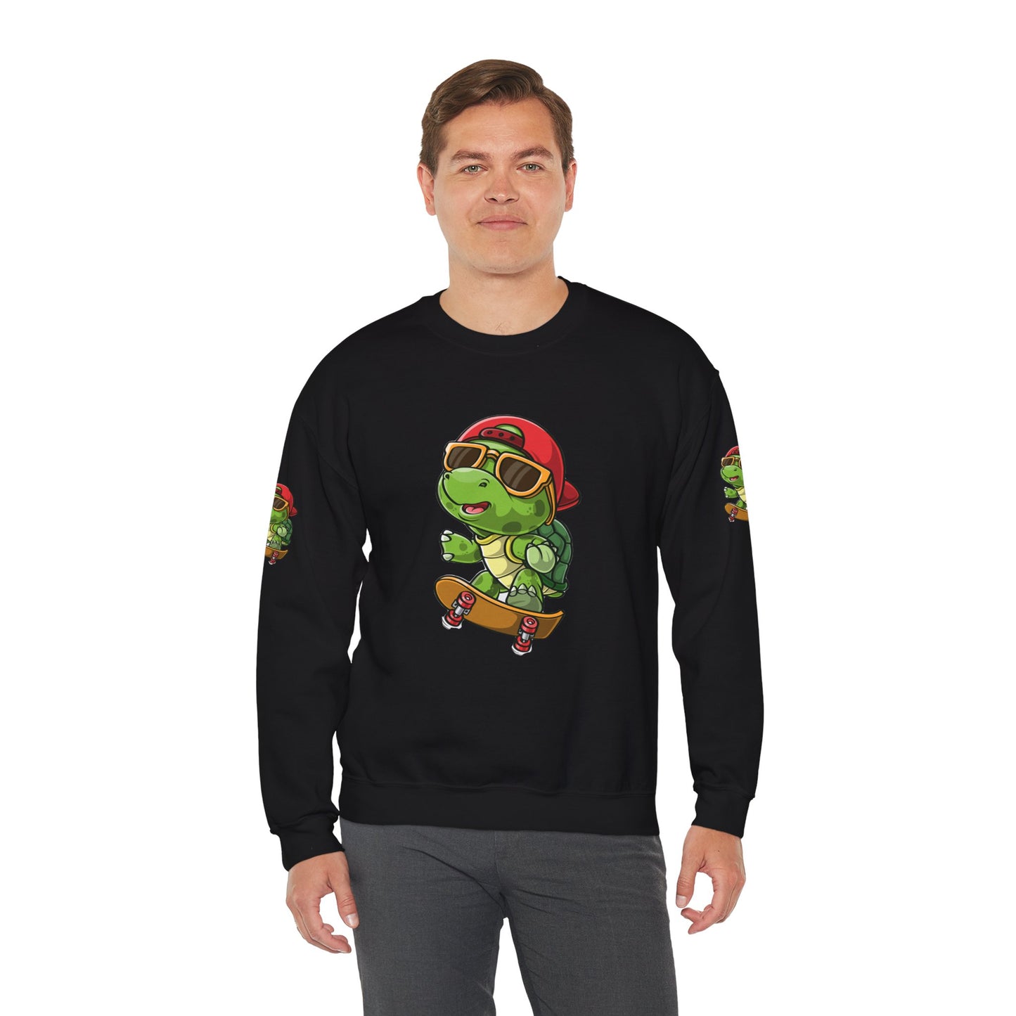 Princess Grace  Cool Turtle Skateboarding Crewneck Sweatshirt for Kids and Teens