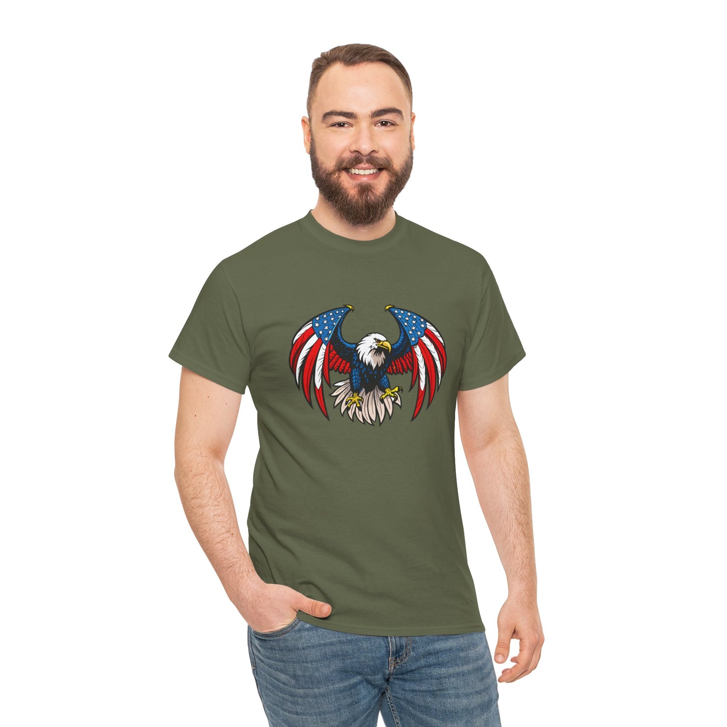 Princess Grace  Patriotic Eagle Unisex Heavy Cotton Tee 4th of July Graphic T-Shirt