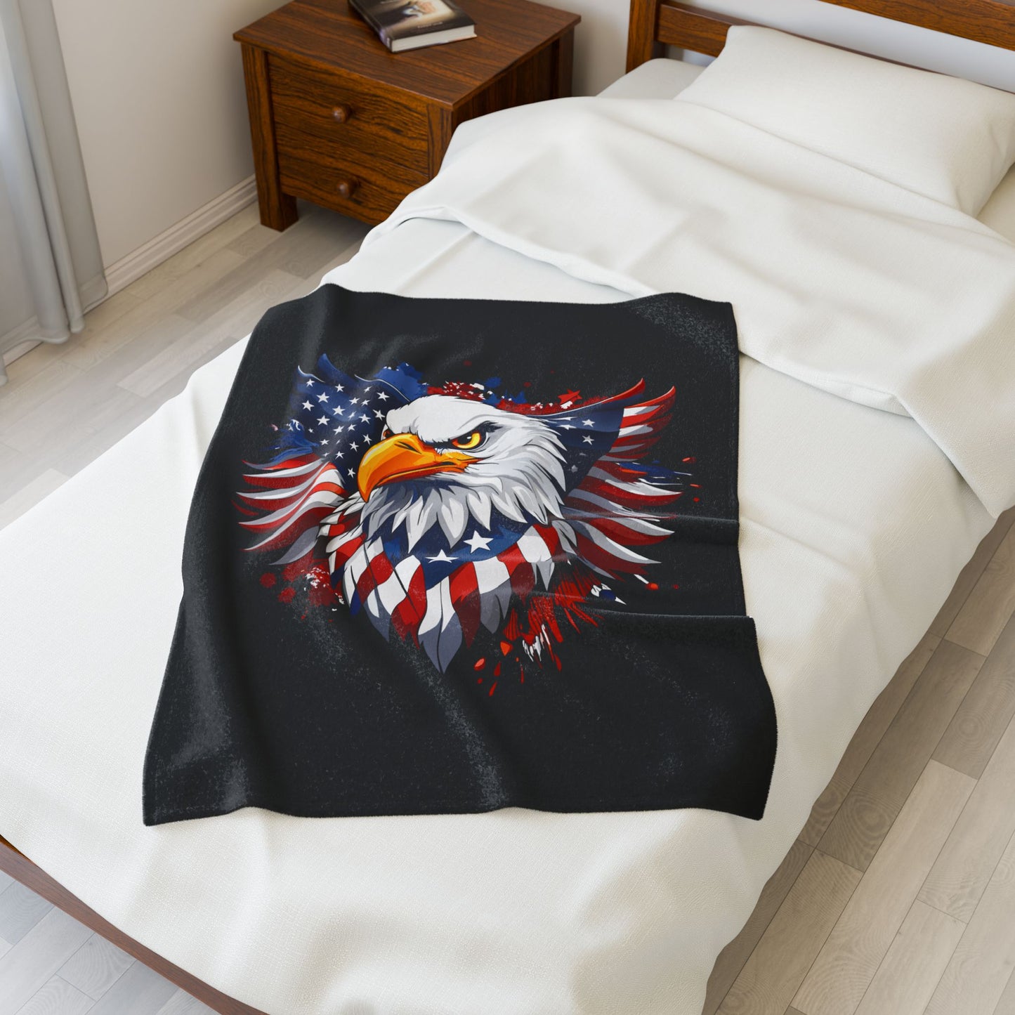 Princess Grace  Patriotic Eagle Velveteen Plush Blanket  Cozy American Flag Throw for Independence Day & Celebrations