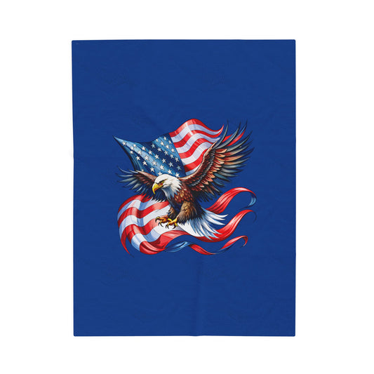 Princess Grace  Patriotic Eagle Velveteen Plush Blanket  Cozy Americana Decor
