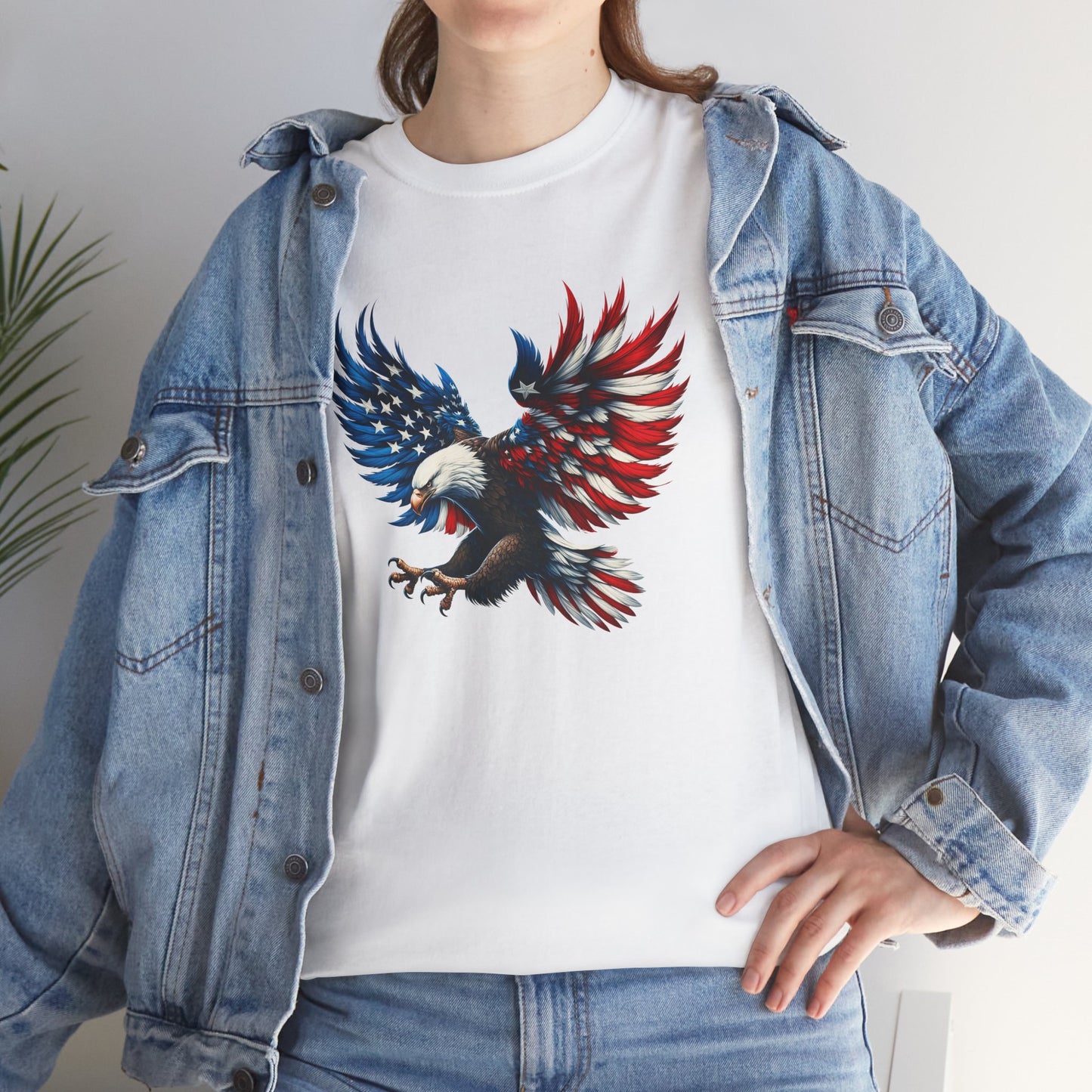 Princess Grace  Patriotic Eagle Unisex Heavy Cotton Tee  Bold USA Graphic Shirt