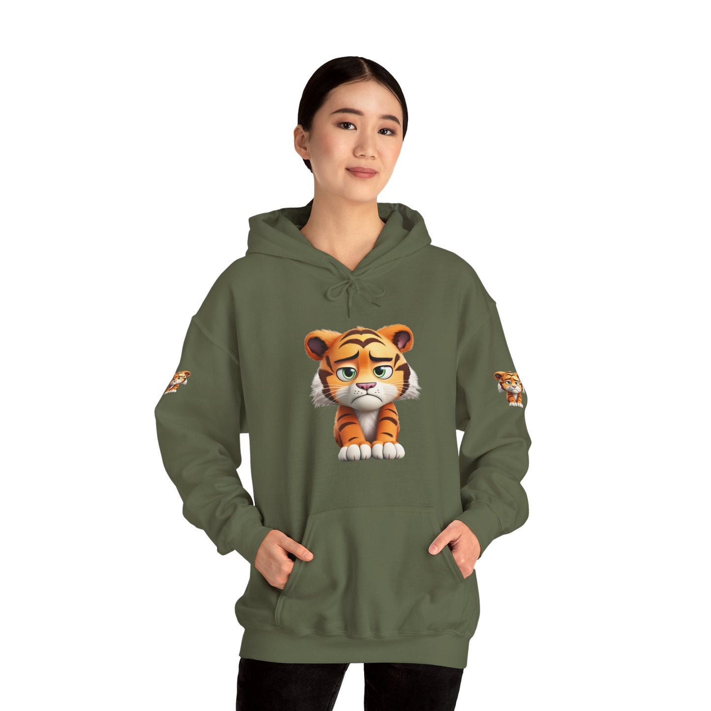 Princess Grace  Playful Tiger Graphic Hoodie  Unisex Heavy Blend Sweatshirt for Kids and Adults