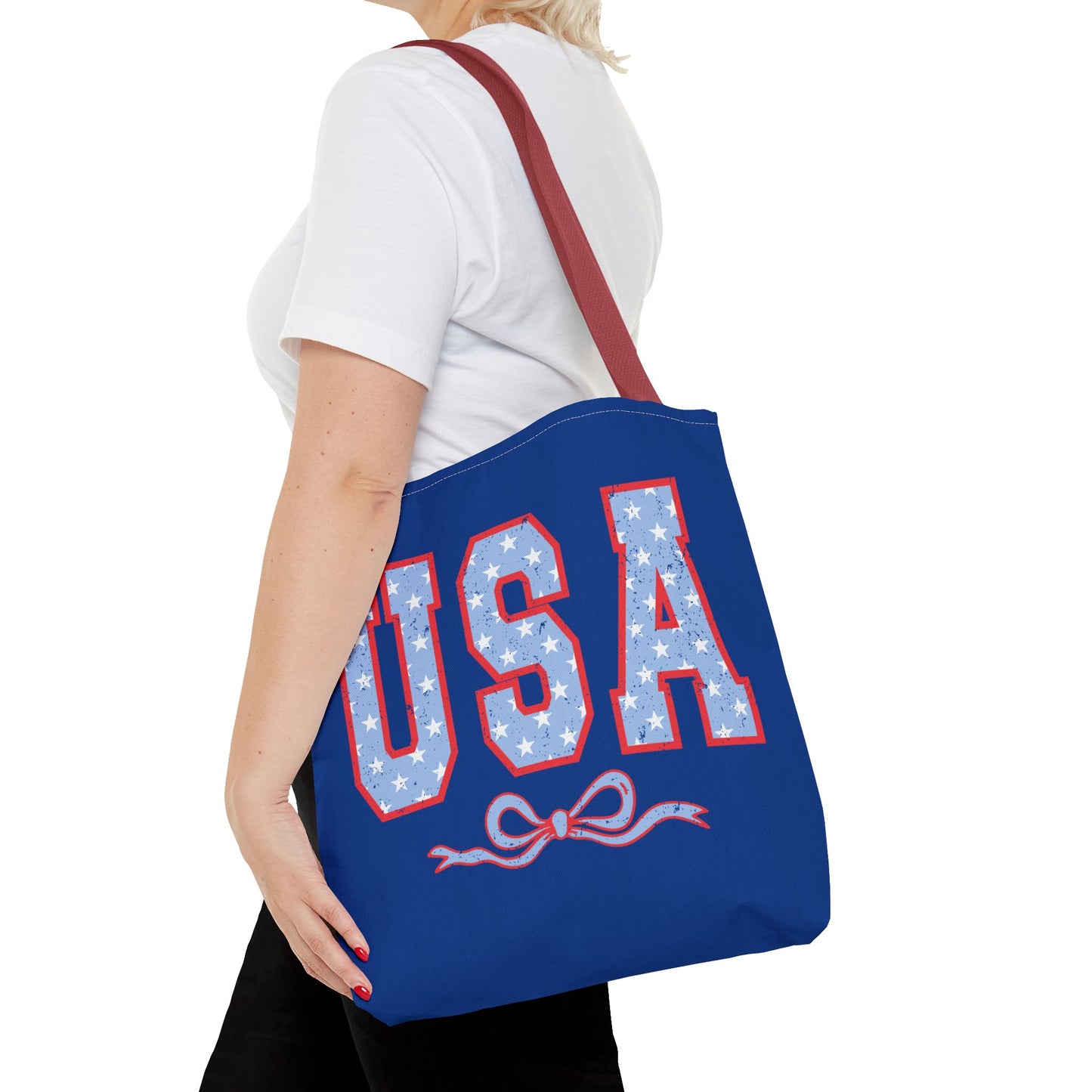 Princess Grace  Patriotic USA Tote Bag Stylish Blue Star Design for Holidays & Everyday Use