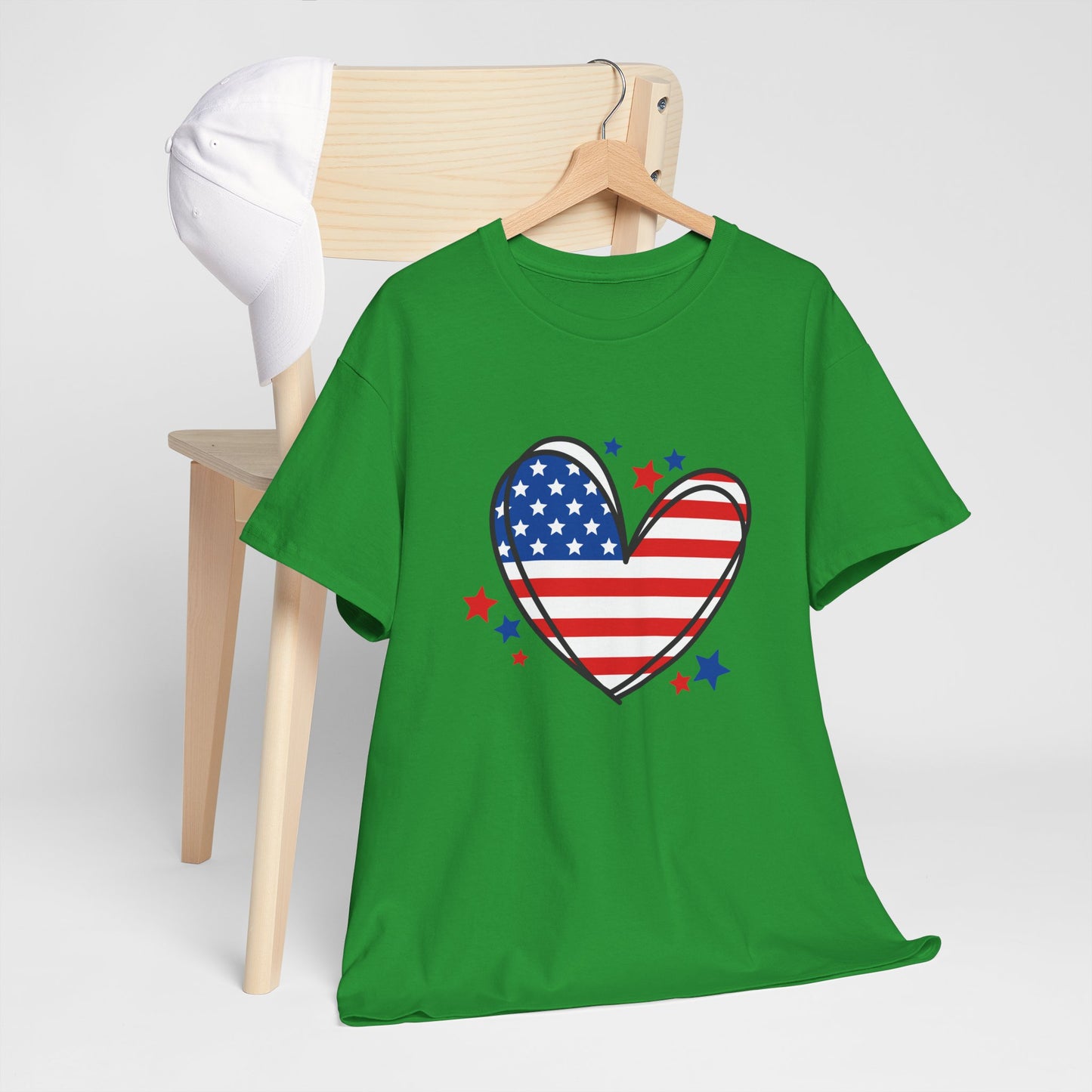 Princess Grace  Patriotic Heart Unisex Heavy Cotton Tee  USA Love T-Shirt