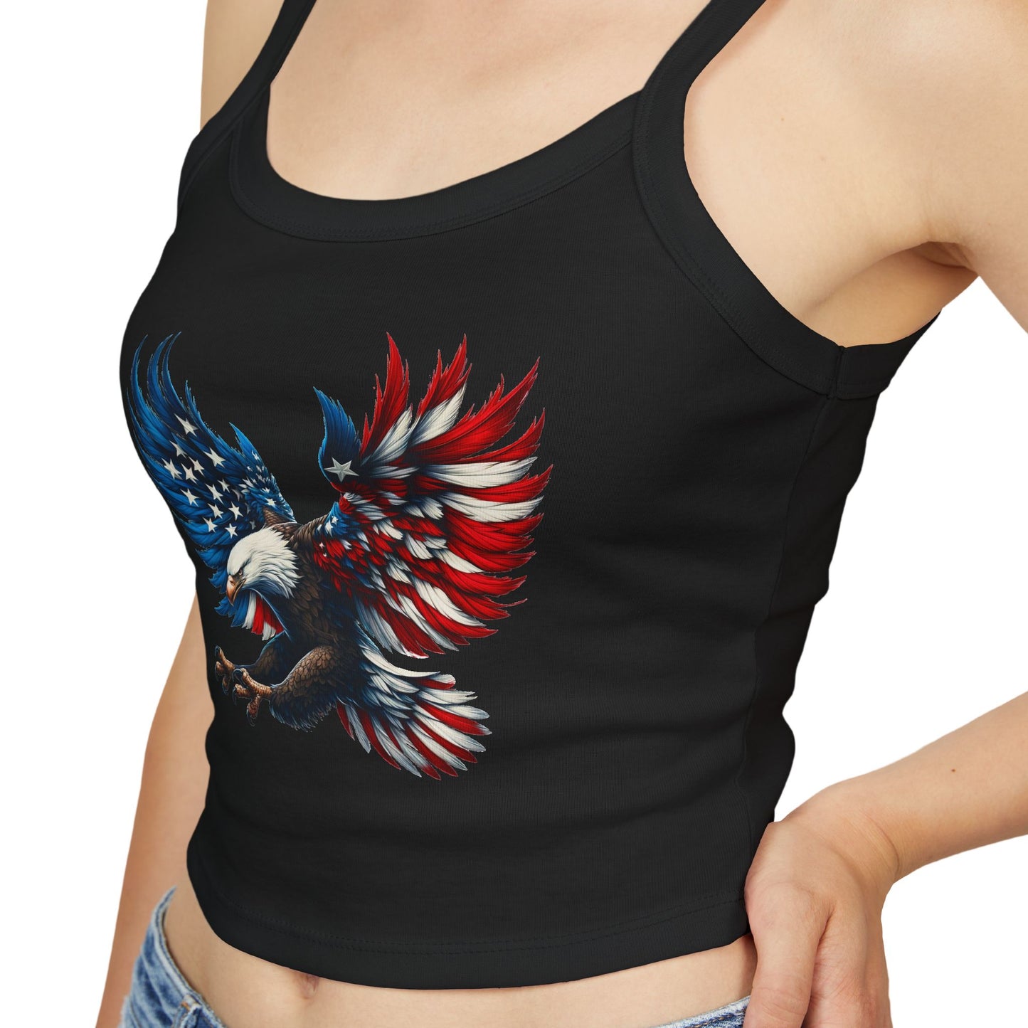 Princess Grace  Patriotic Women's Spaghetti Strap Tank Top  USA Eagle Graphic