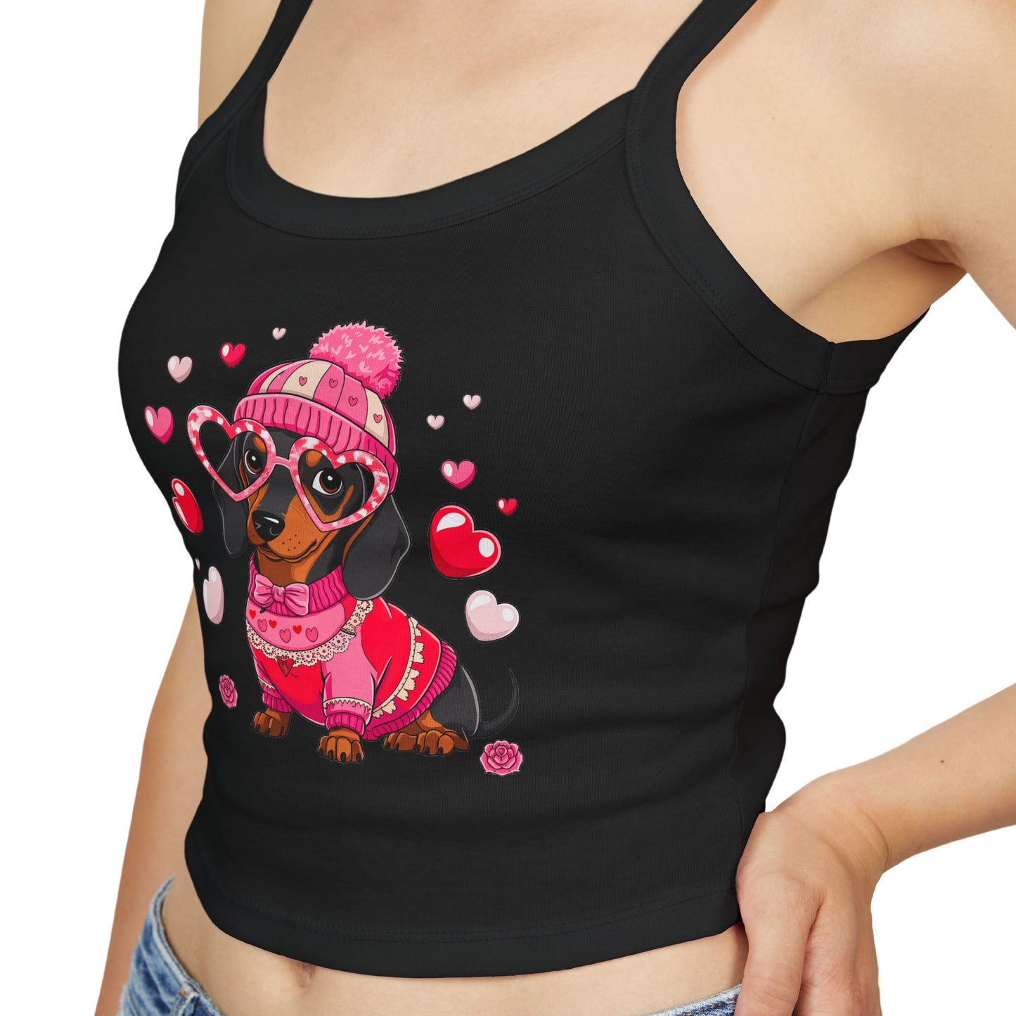 Princess Grace  Cute Dachshund Love Women's Spaghetti Strap Tank Top