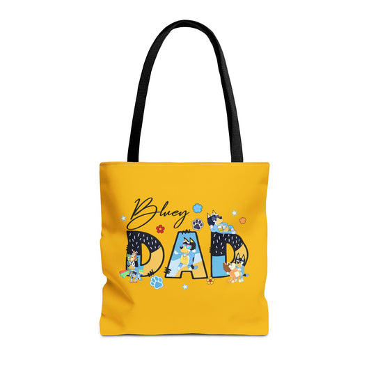 Princess Grace  Bluey Dad Tote Bag Bright Yellow Dog Lovers Tote for Father's Day and Casual Outings