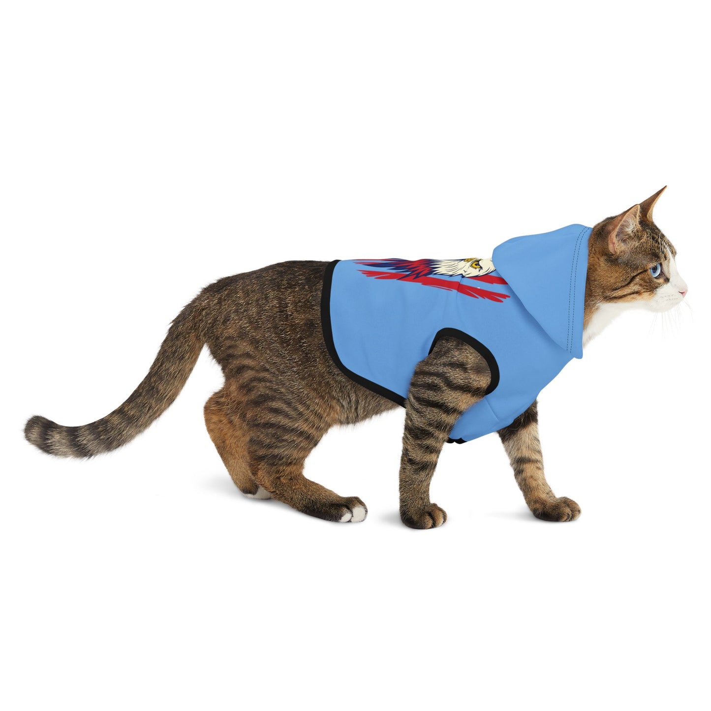 Princess Grace  Patriotic Eagle Pet Hoodie  Cozy Blue Dog Hoodie for Independence Day