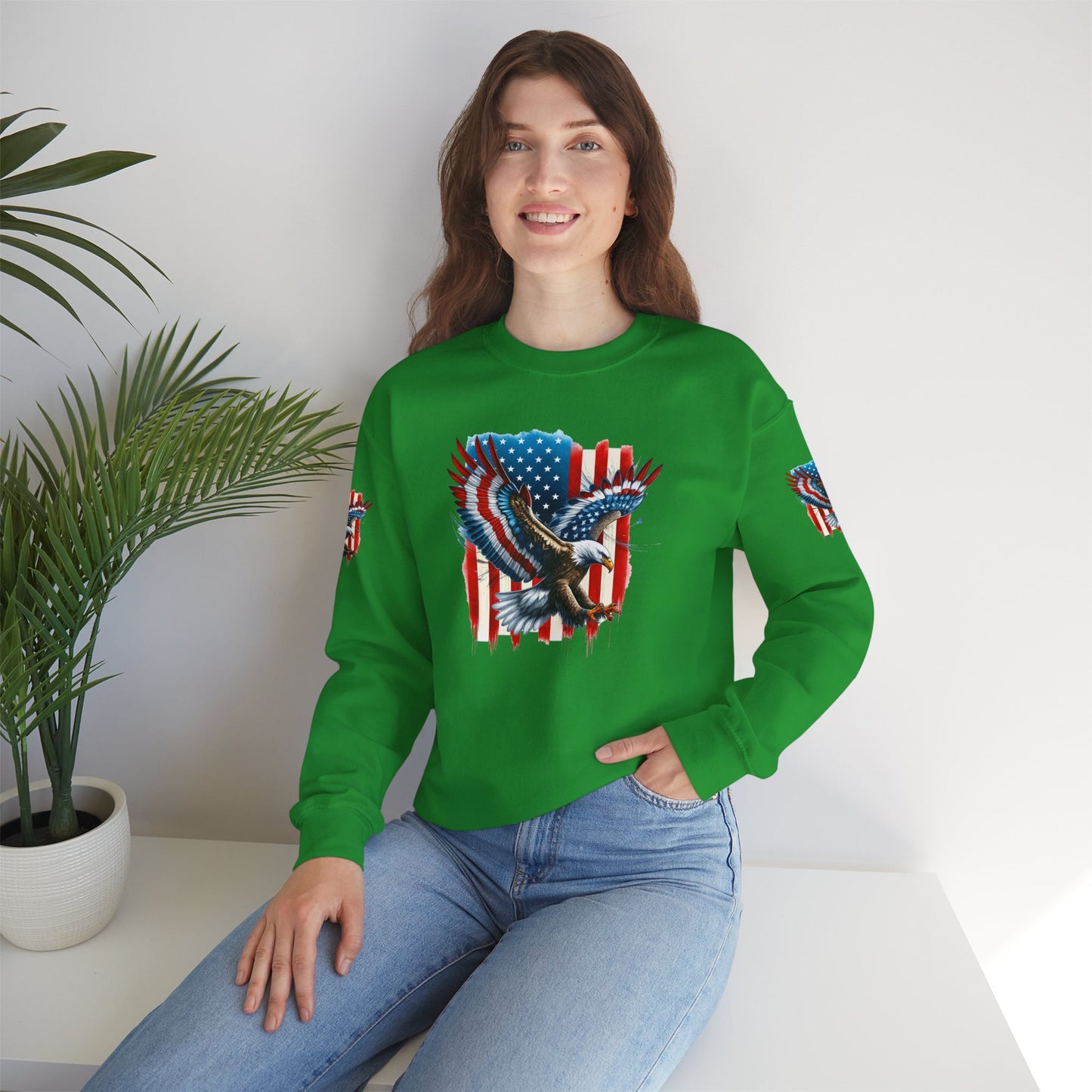 Princess Grace  Patriotic Eagle Crewneck Sweatshirt Unisex Heavy Blend