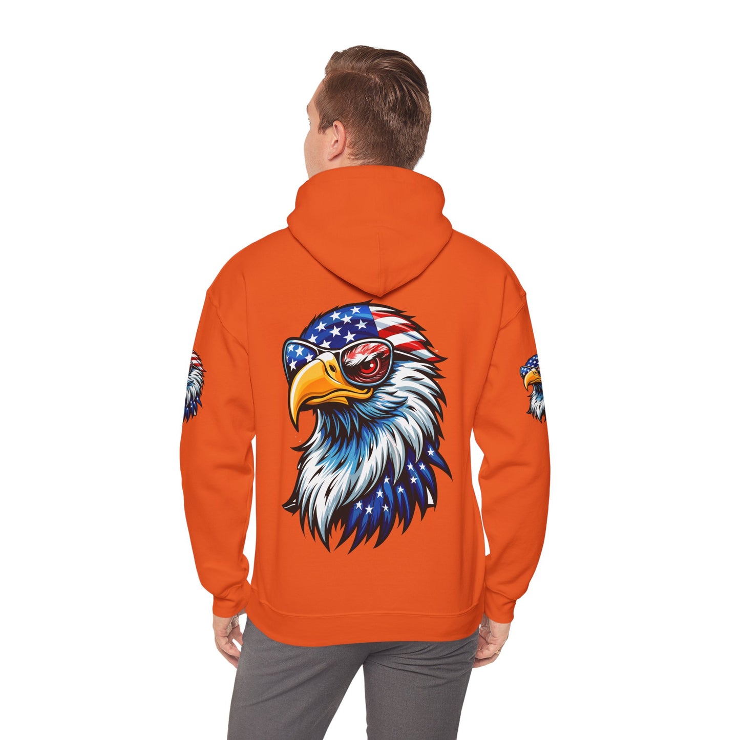 Princess Grace  Patriotic Eagle Hoodie  Unisex Heavy Blend  Sweatshirt with USA Flag Design