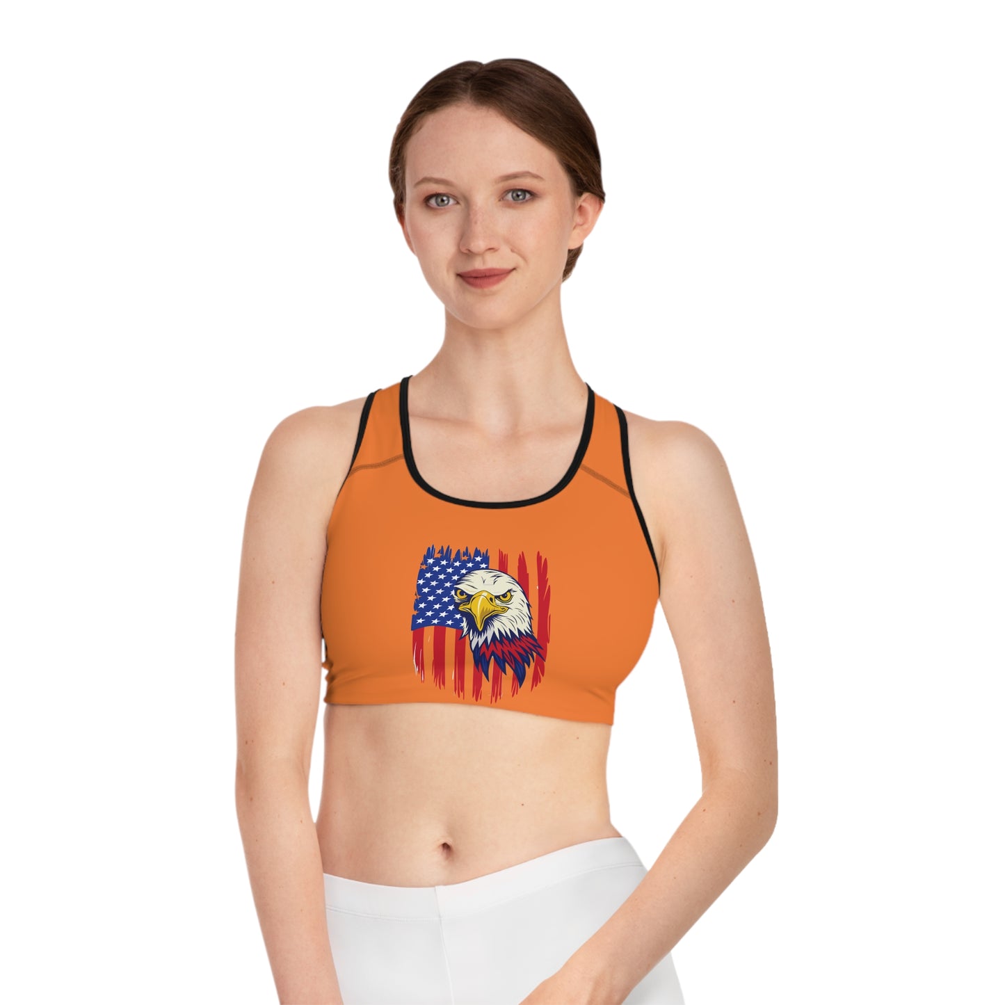 Princess Grace  Patriotic Sports Bra with Eagle Design  USA Themed Activewear