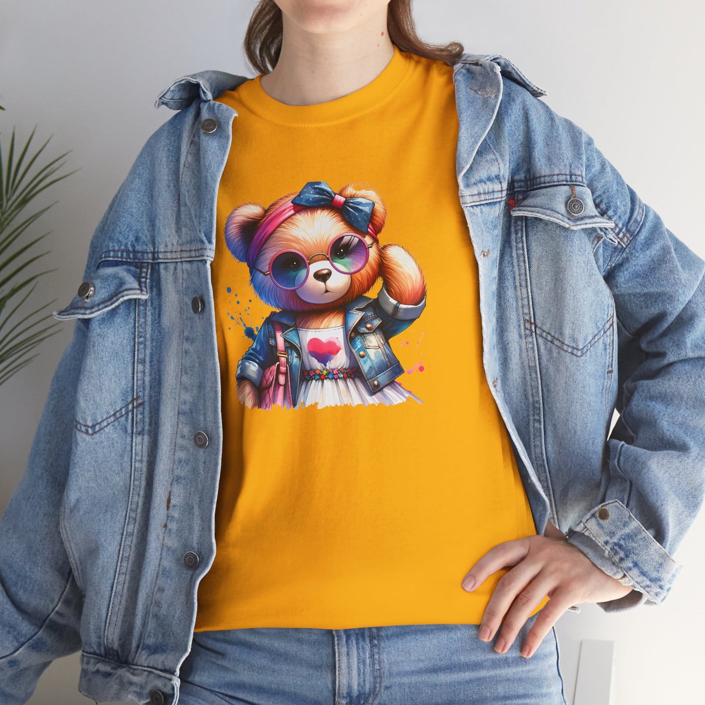 Princess Grace  Cute Teddy Bear Unisex Heavy Cotton Tee Playful Graphic T-Shirt for All Ages