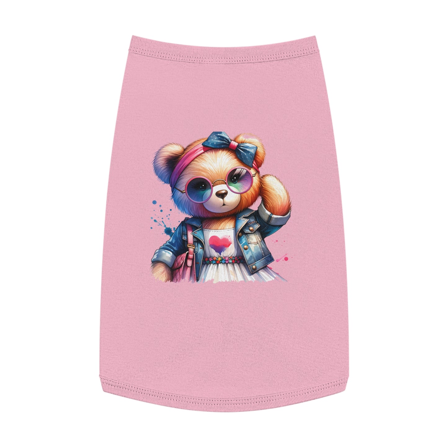 Princess Grace  CUTE  Bear Graphic Pet Tank Top  Stylish and Fun Dog Apparel