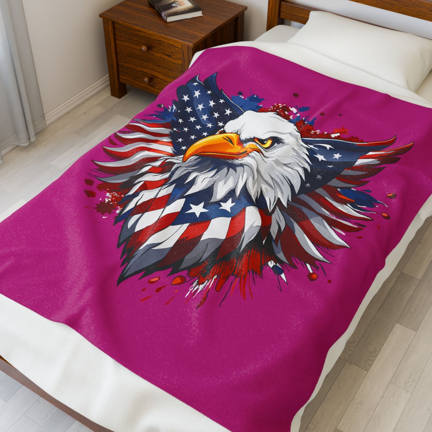 Princess Grace  Patriotic Eagle Velveteen Plush Blanket