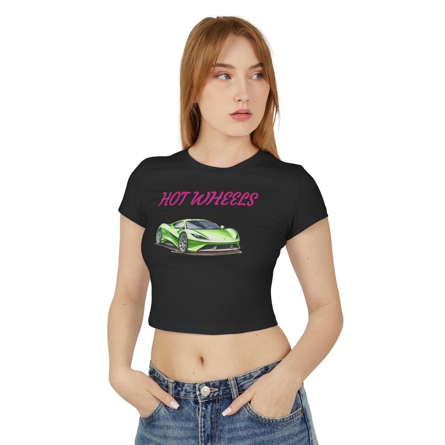 Princess Grace  Hot Wheels Women's Baby Tee Fun & Stylish Car Graphic Shirt for Racing Enthusiasts