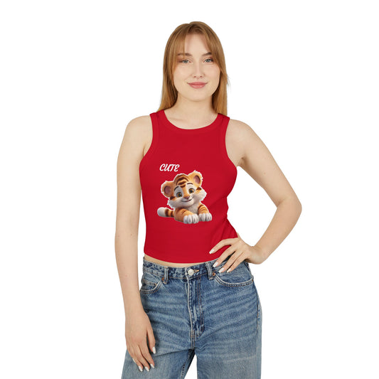 Princess Grace  Cute Tiger Graphic Women's Micro Rib Racer Tank Top