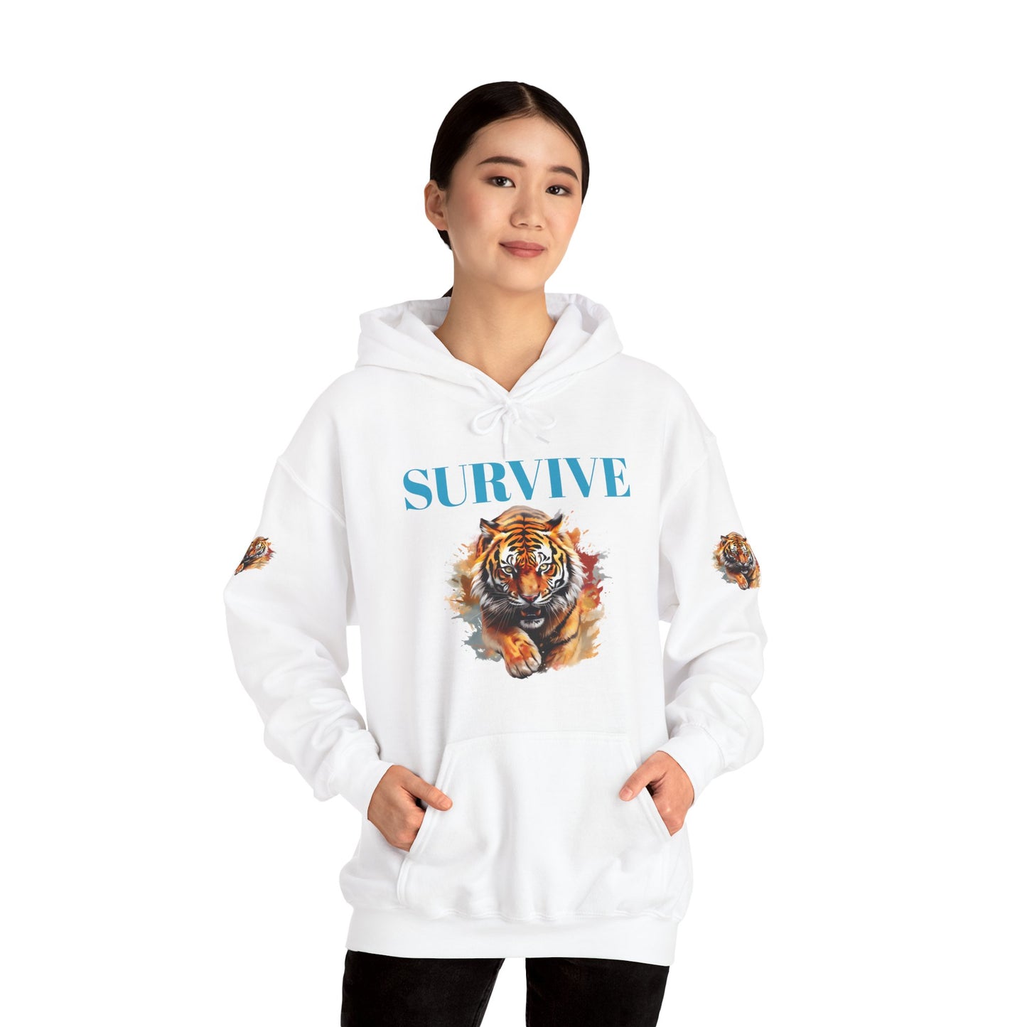 Princess Grace  Survive Tiger Unisex Heavy Blend Hoodie Fierce & Inspirational Sweatshirt