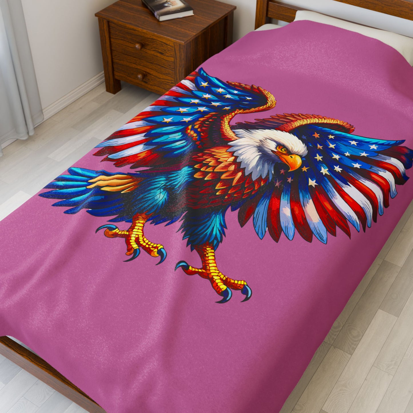 Princess Grace  Vibrant Eagle Plush Blanket  Perfect for Patriotic Celebrations