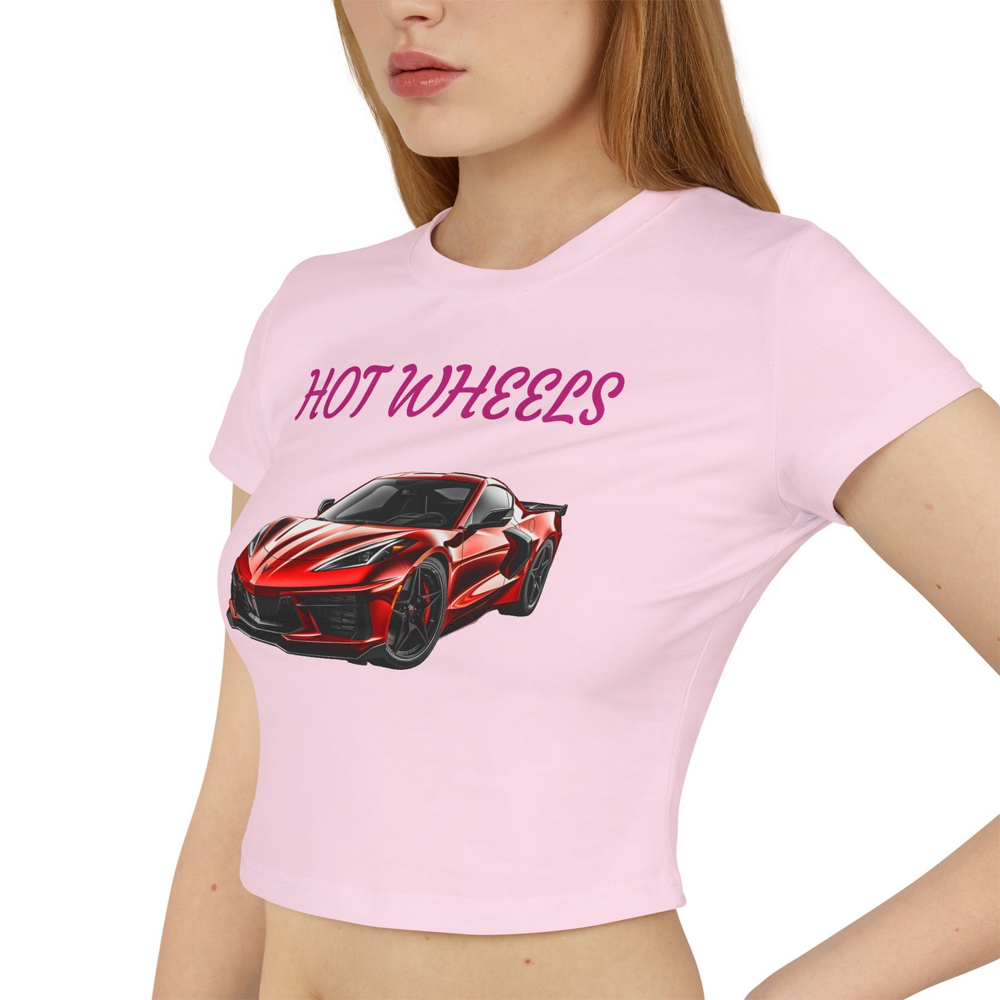 Princess Grace  Corvette Hot Wheels Women's Baby Tee Sporty Graphic Top for Car Enthusiasts