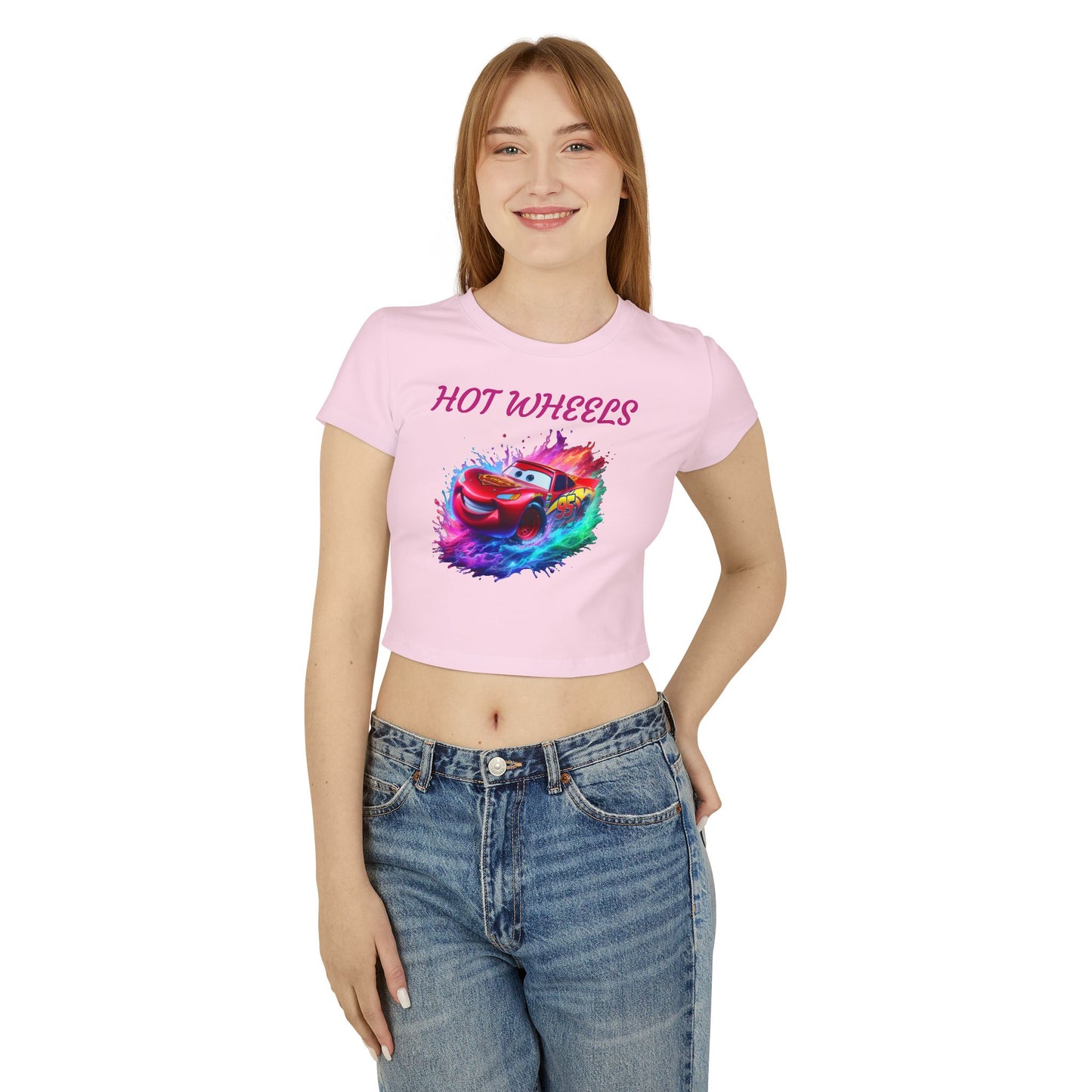 Princess Grace  Hot Wheels Women's Baby Tee Colorful Lightning McQueen Shirt