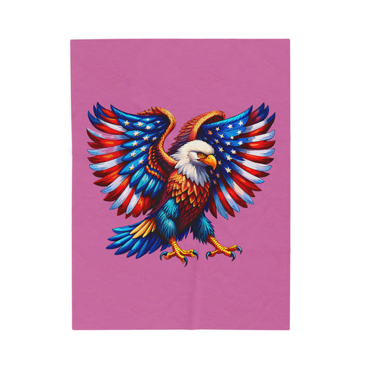 Princess Grace  Vibrant Eagle Plush Blanket  Perfect for Patriotic Celebrations