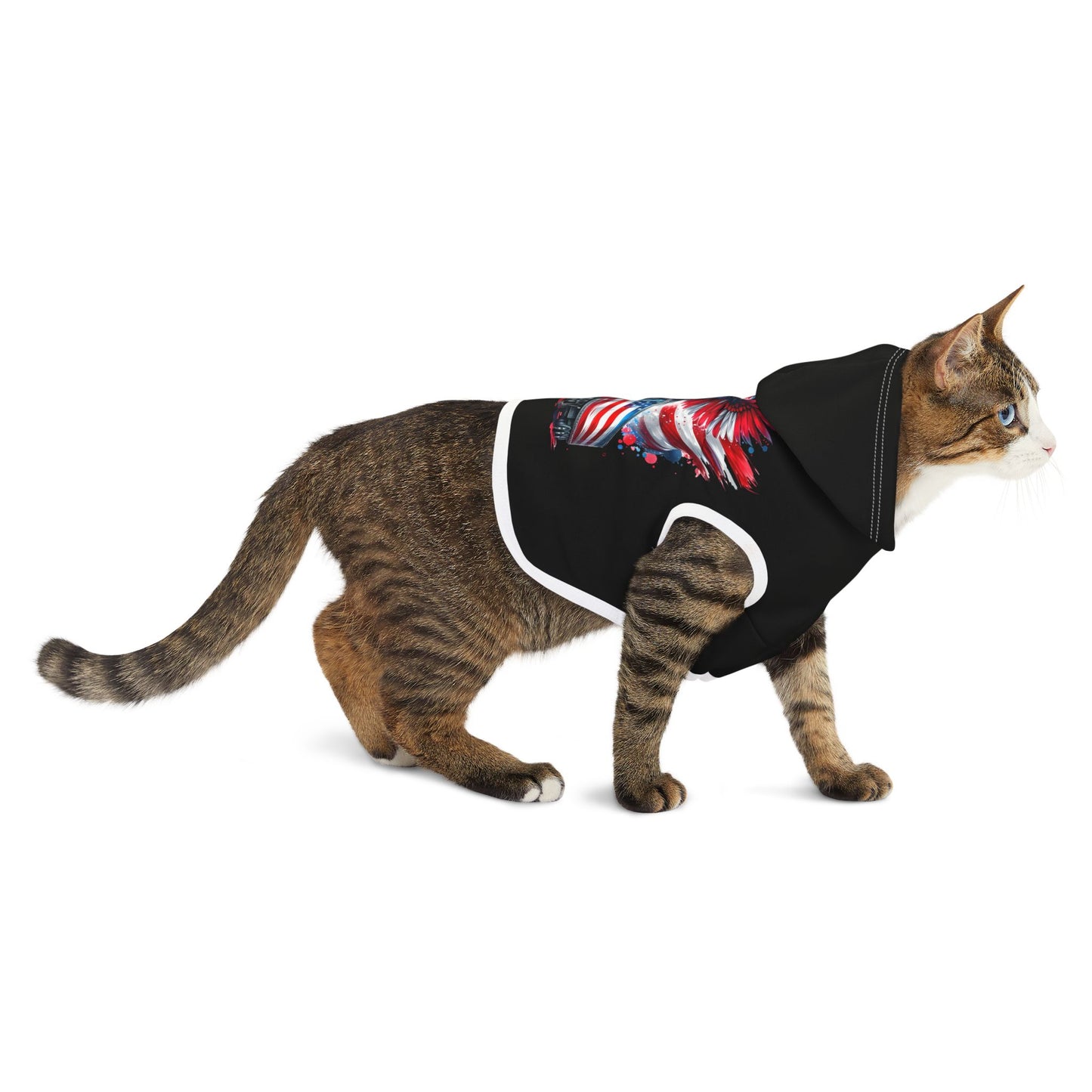 Princess Grace Patriotic Pet Hoodie with American Eagle and Truck Design