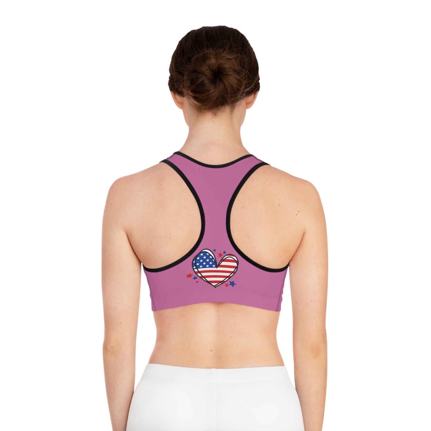 Princess Grace Patriotic Heart Sports Bra for Active Women