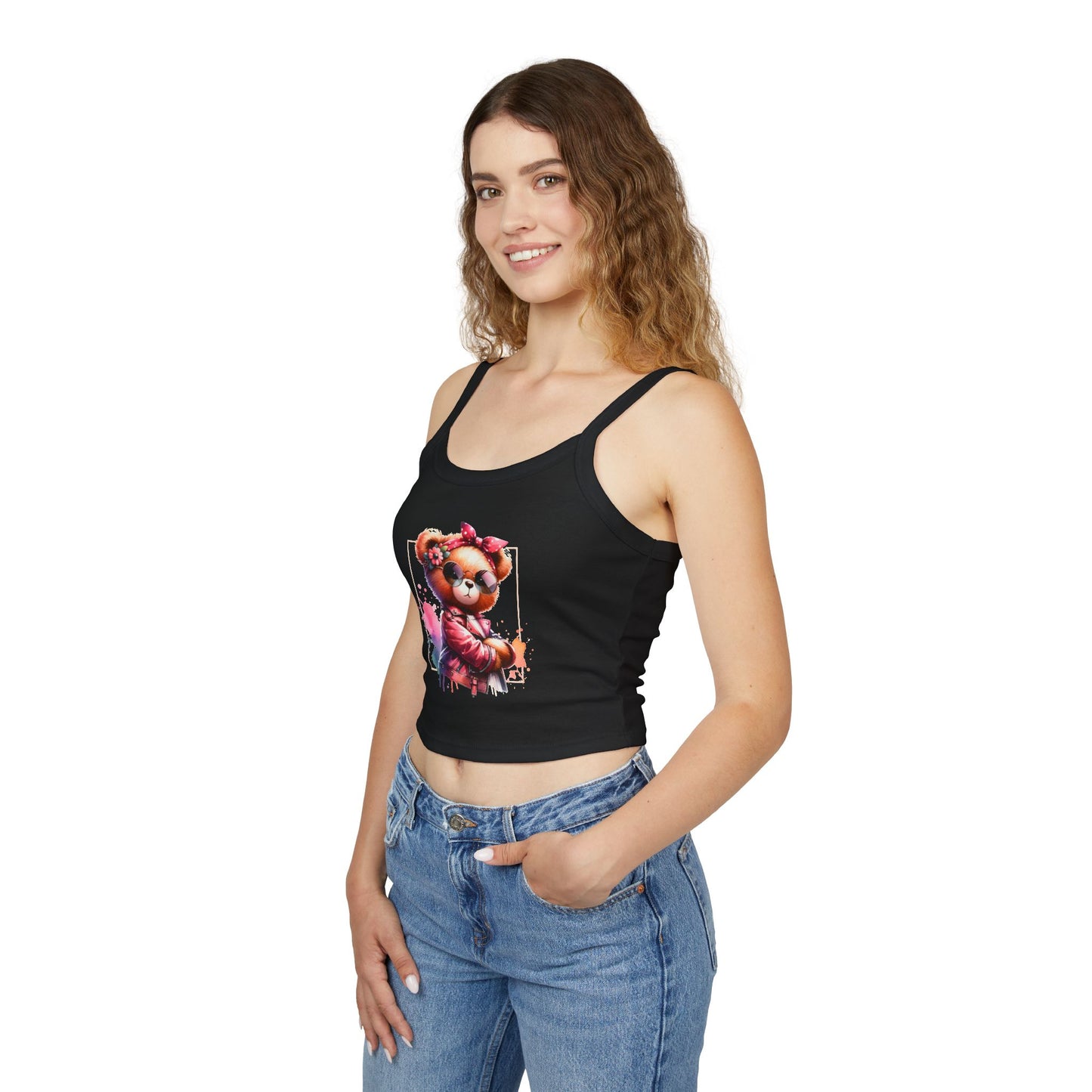 Princess Grace  Cute Graphic Women's Spaghetti Strap Tank Top  Trendy Bear Design