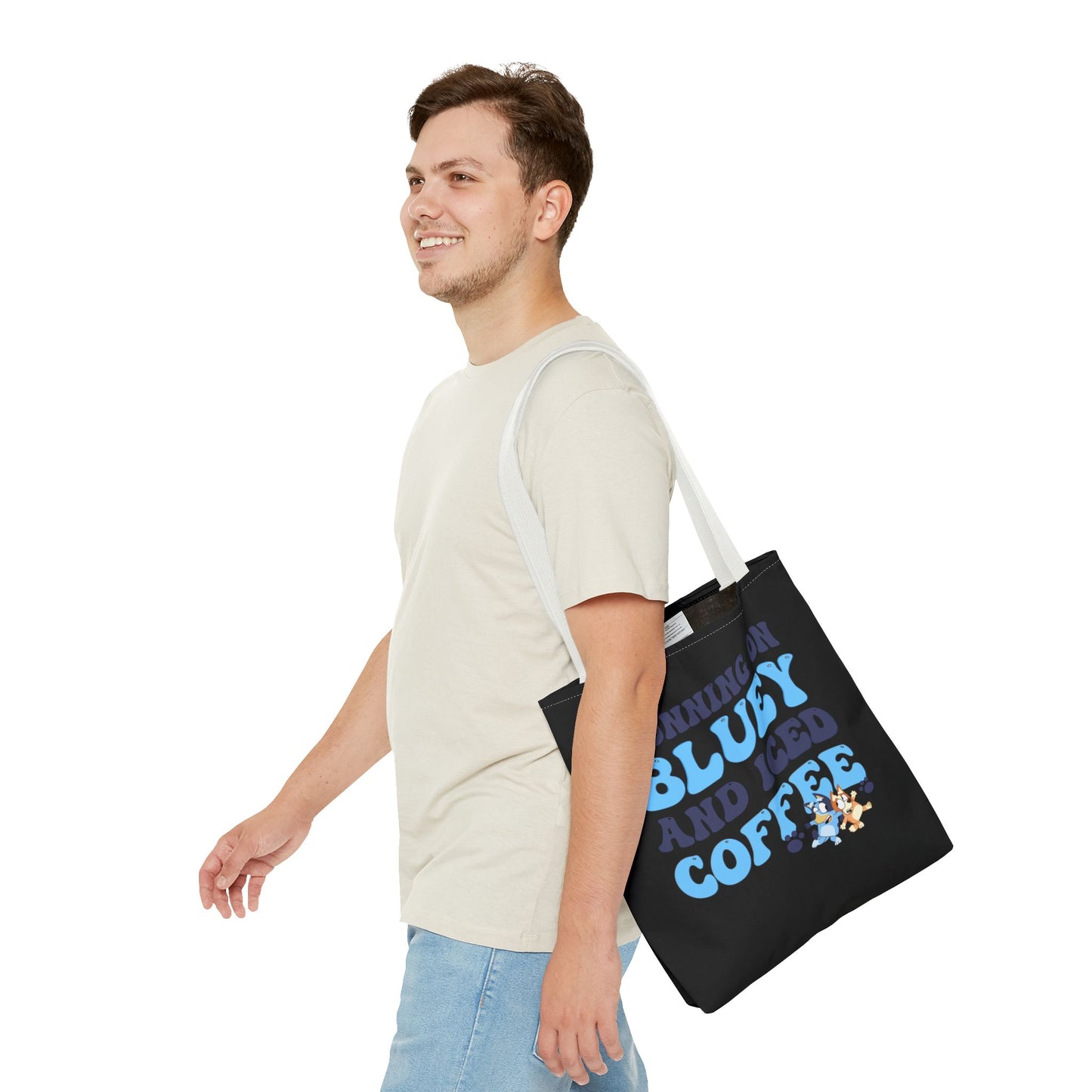 Princess Grace  Running on Bluey and Iced Coffee Tote Bag Fun & Functional for Moms and Kids