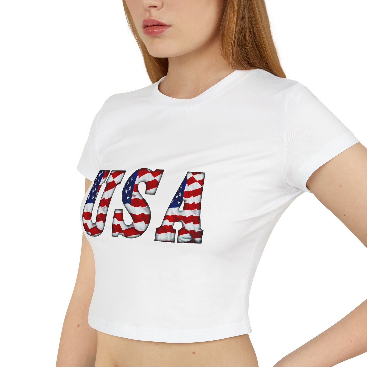 Princess Grace  Patriotic USA Women's Baby Tee Celebrate Independence Day & Summer Vibes