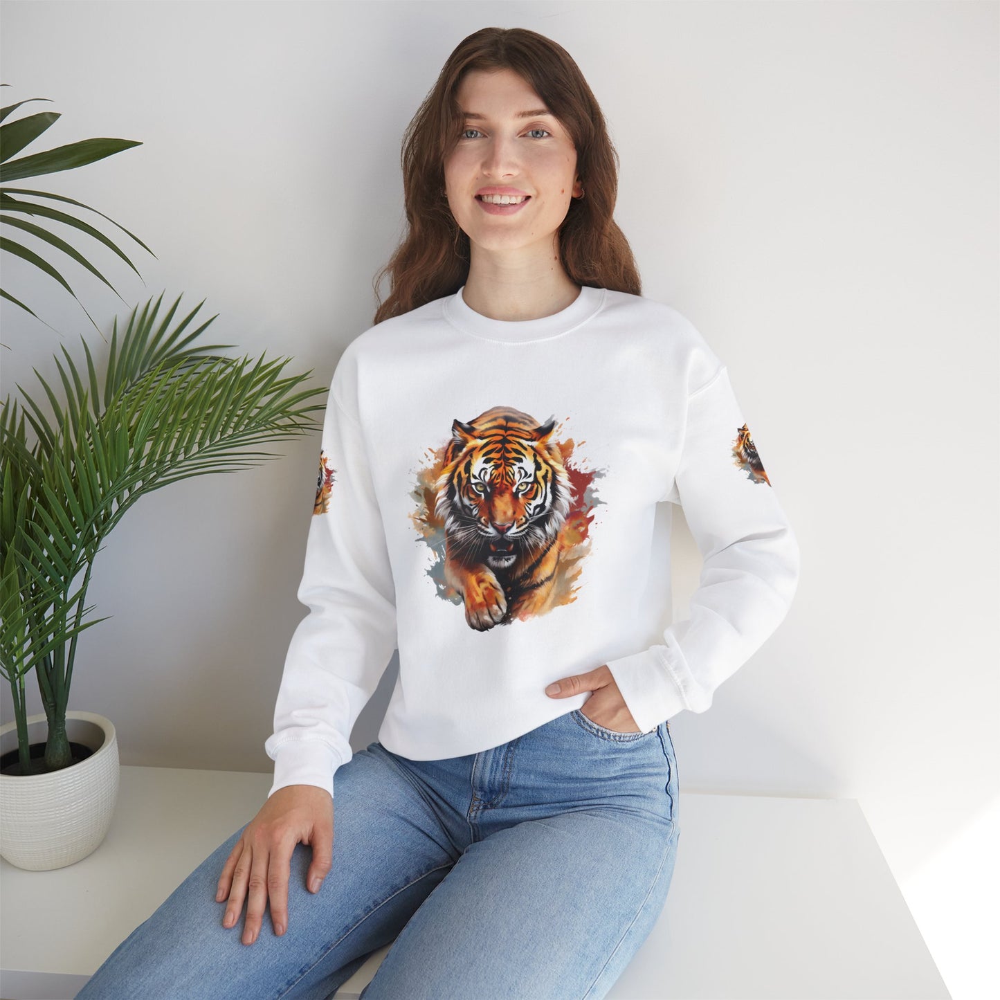 Princess Grace  Majestic Tiger Unisex Heavy Blend Crewneck Sweatshirt