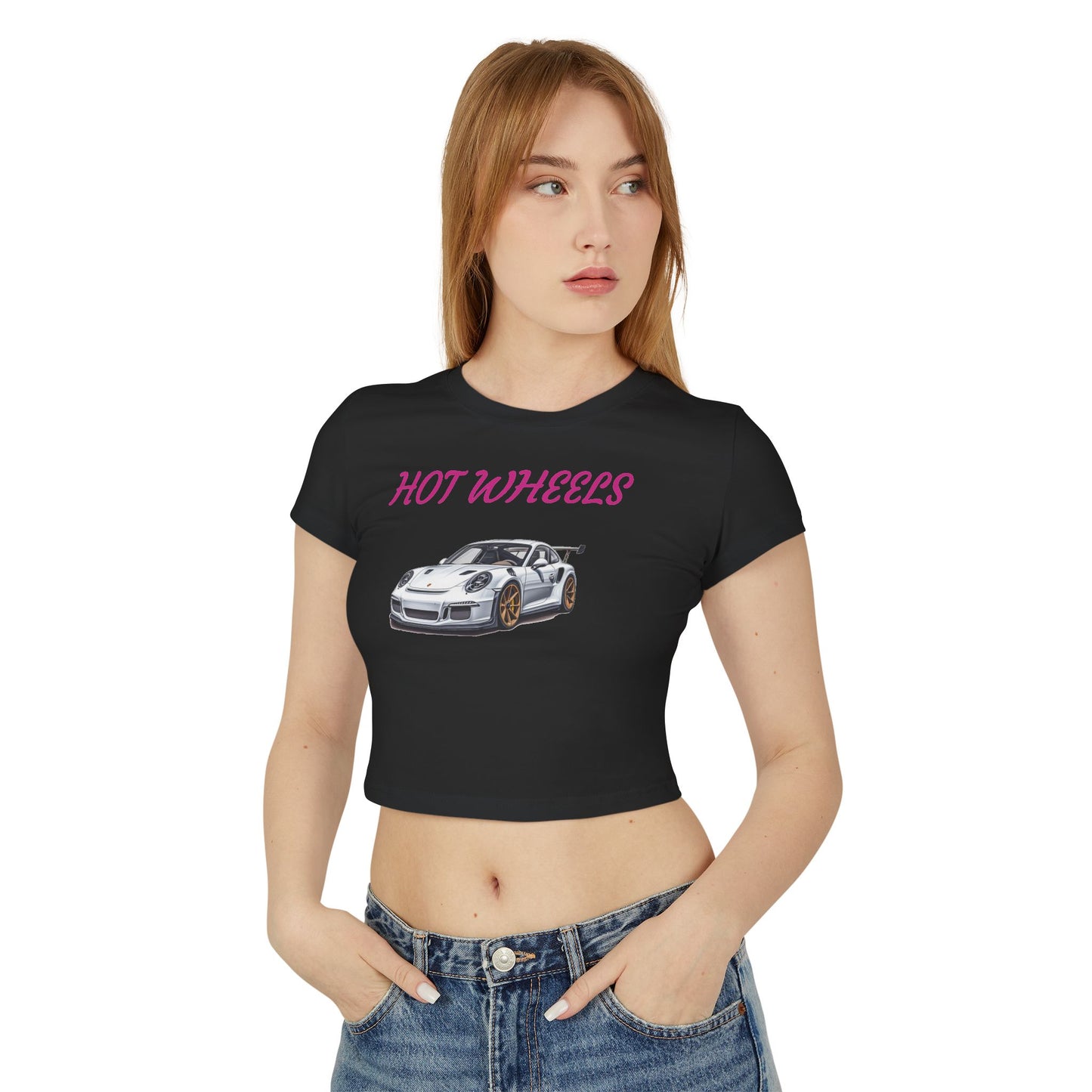 Princess Grace  Hot Wheels Women's Baby Tee Sporty Car Graphic Crop Top