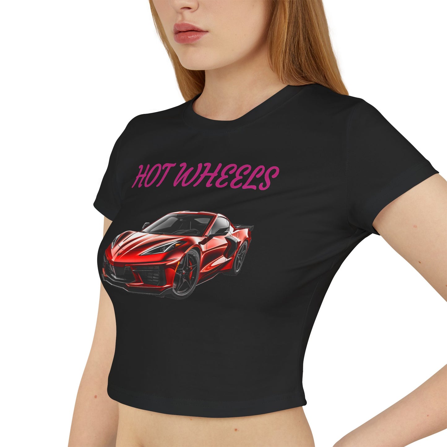 Princess Grace  Corvette Hot Wheels Women's Baby Tee Sporty Graphic Top for Car Enthusiasts