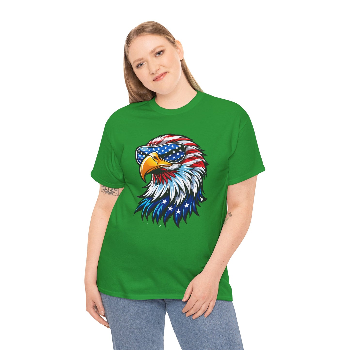 Princess Grace  Patriotic Eagle Unisex Heavy Cotton Tee 4th of July Spirit