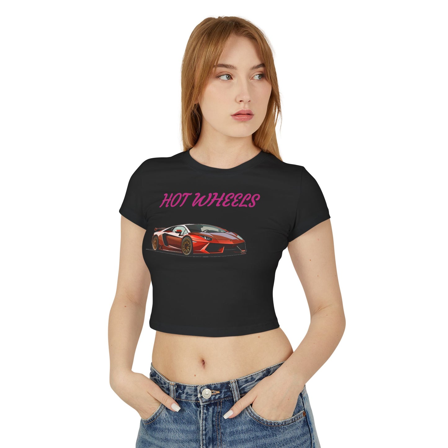 Princess Grace Hot Wheels Women's Baby Tee -Cute Car Graphic T-Shirt for Auto Lovers