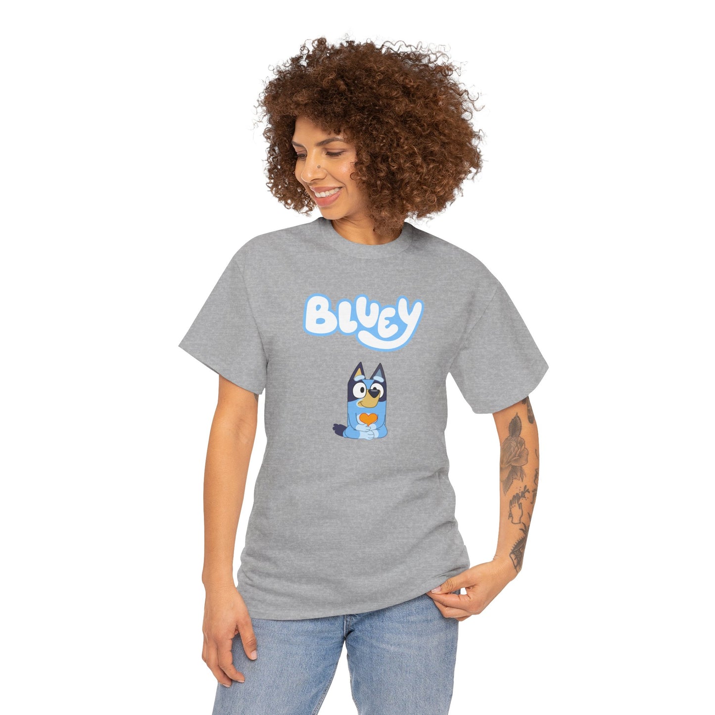 Princess Grace  Bluey Unisex Heavy Cotton Tee  Comfortable Cartoon T-Shirt for Kids and Adults